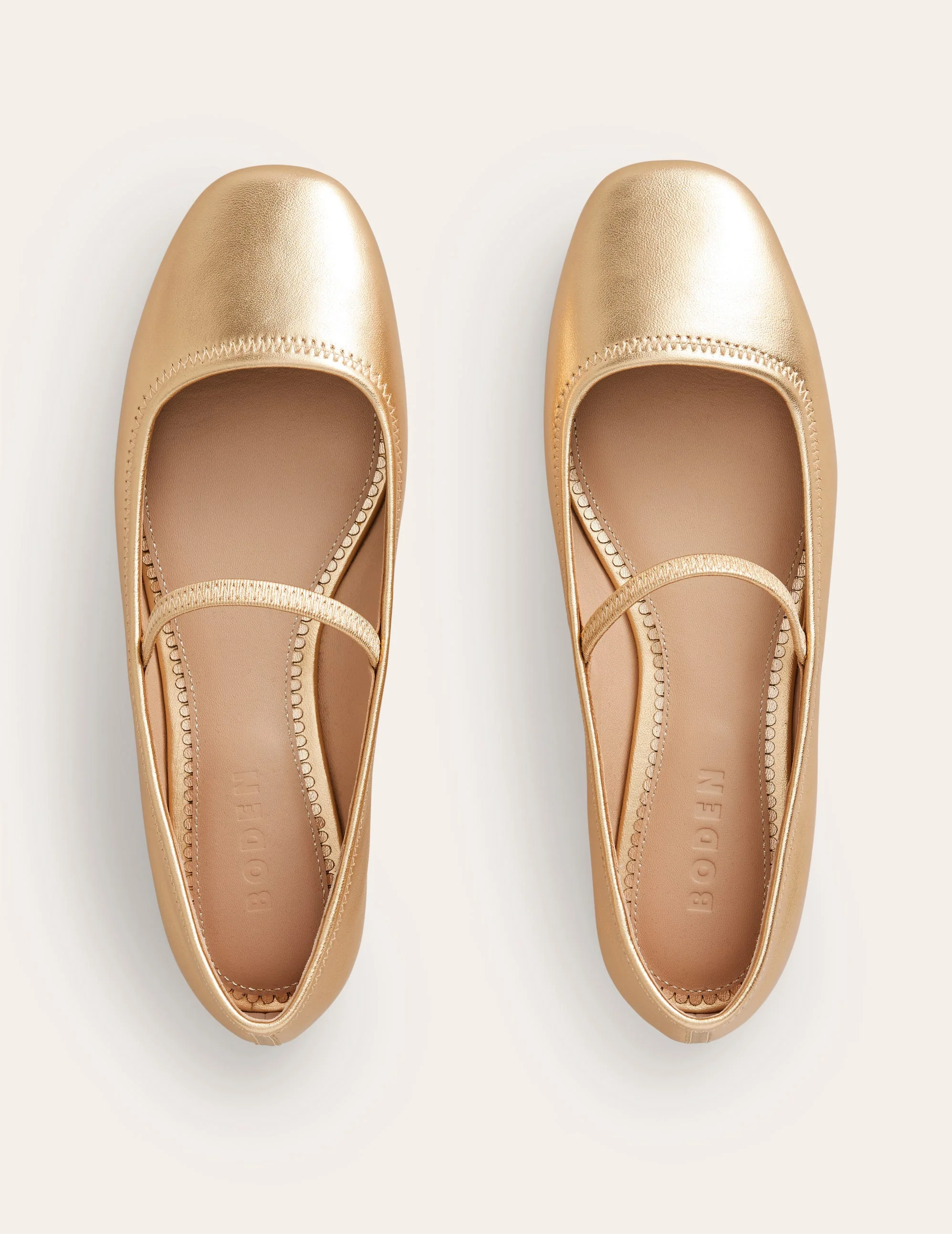 Thea Mary Jane Ballet Flats-Gold Metallic Leather - Image 5