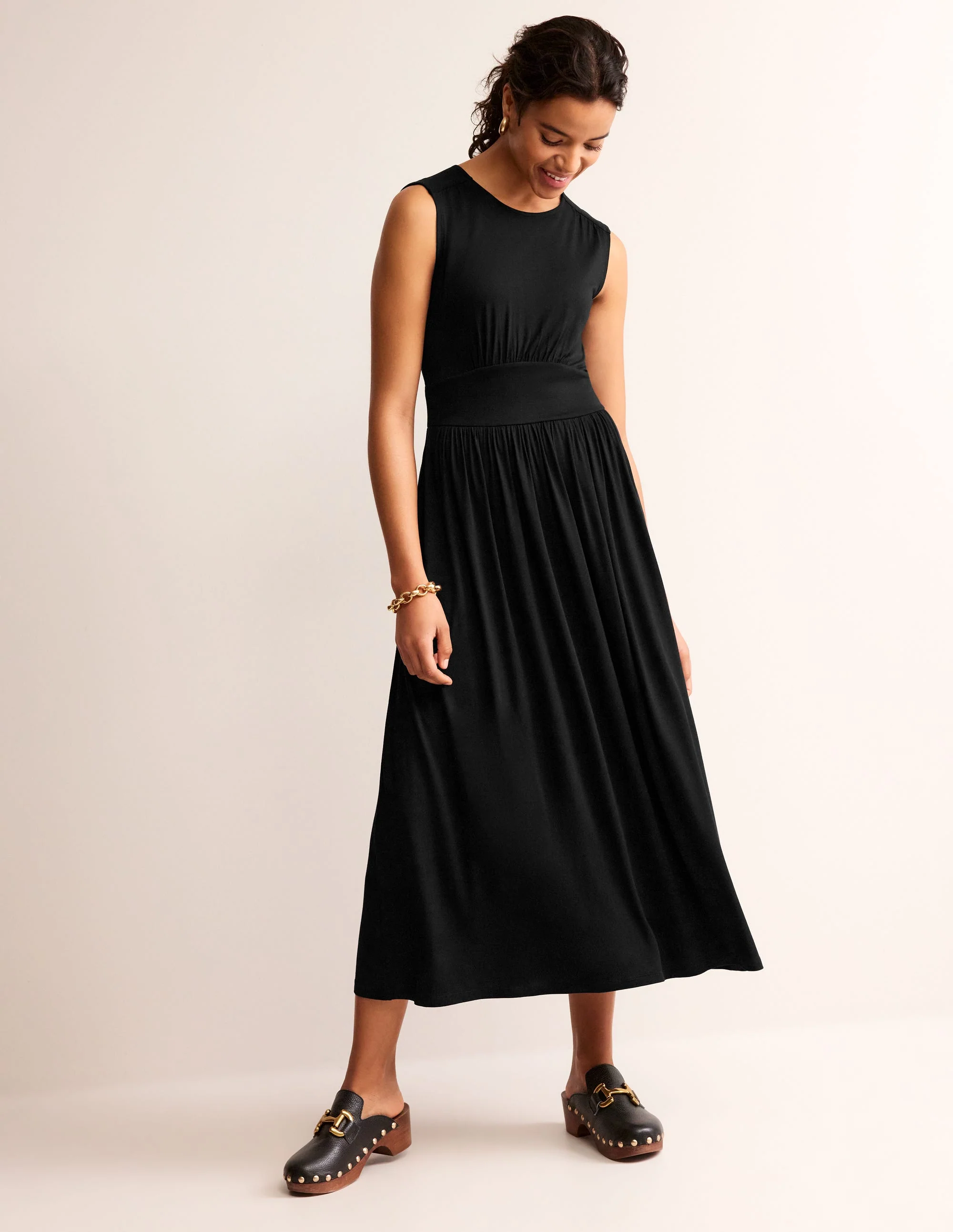 Thea Sleeveless Midi Dress-Black - Image 2