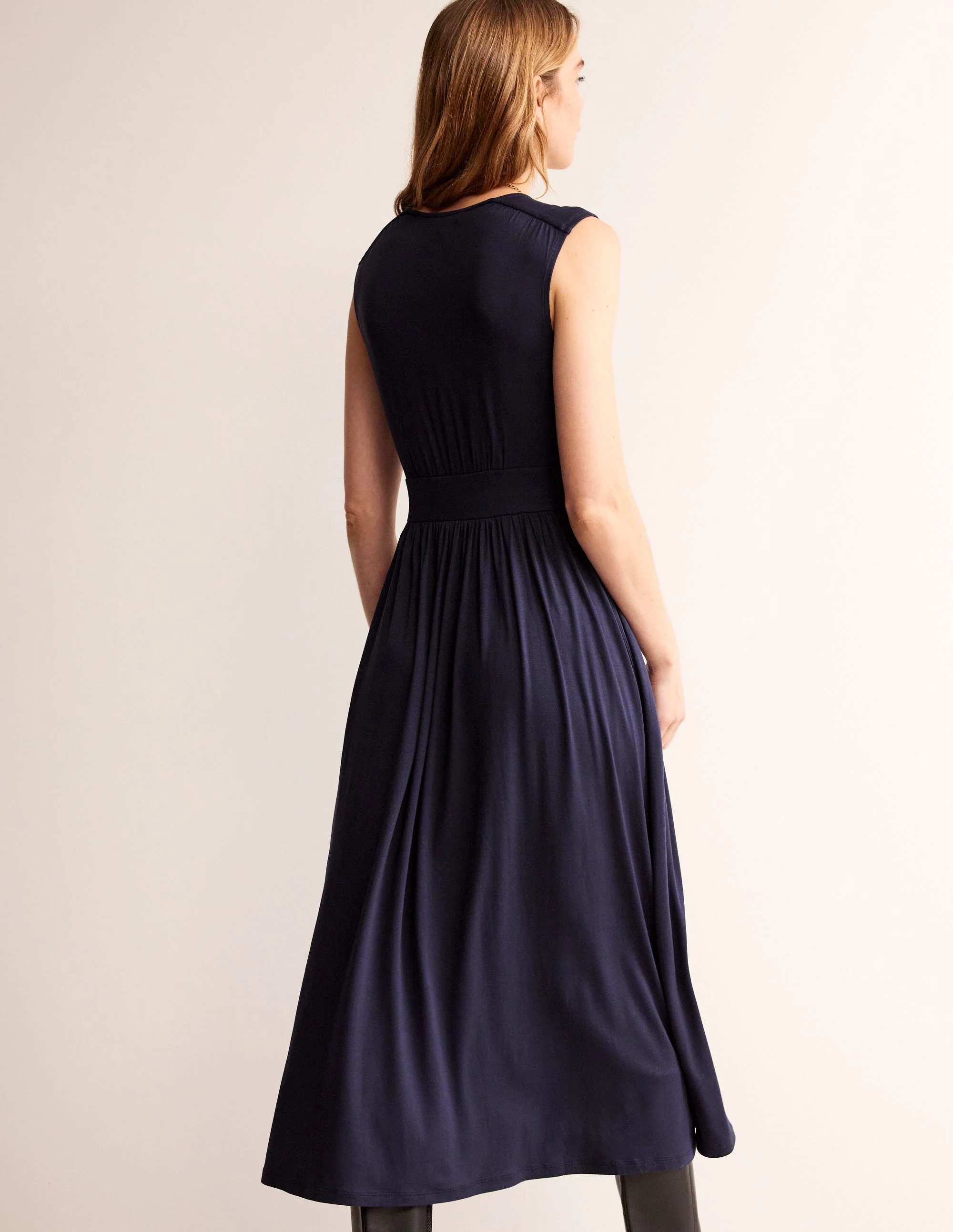 Thea Sleeveless Midi Dress-Navy - Image 3