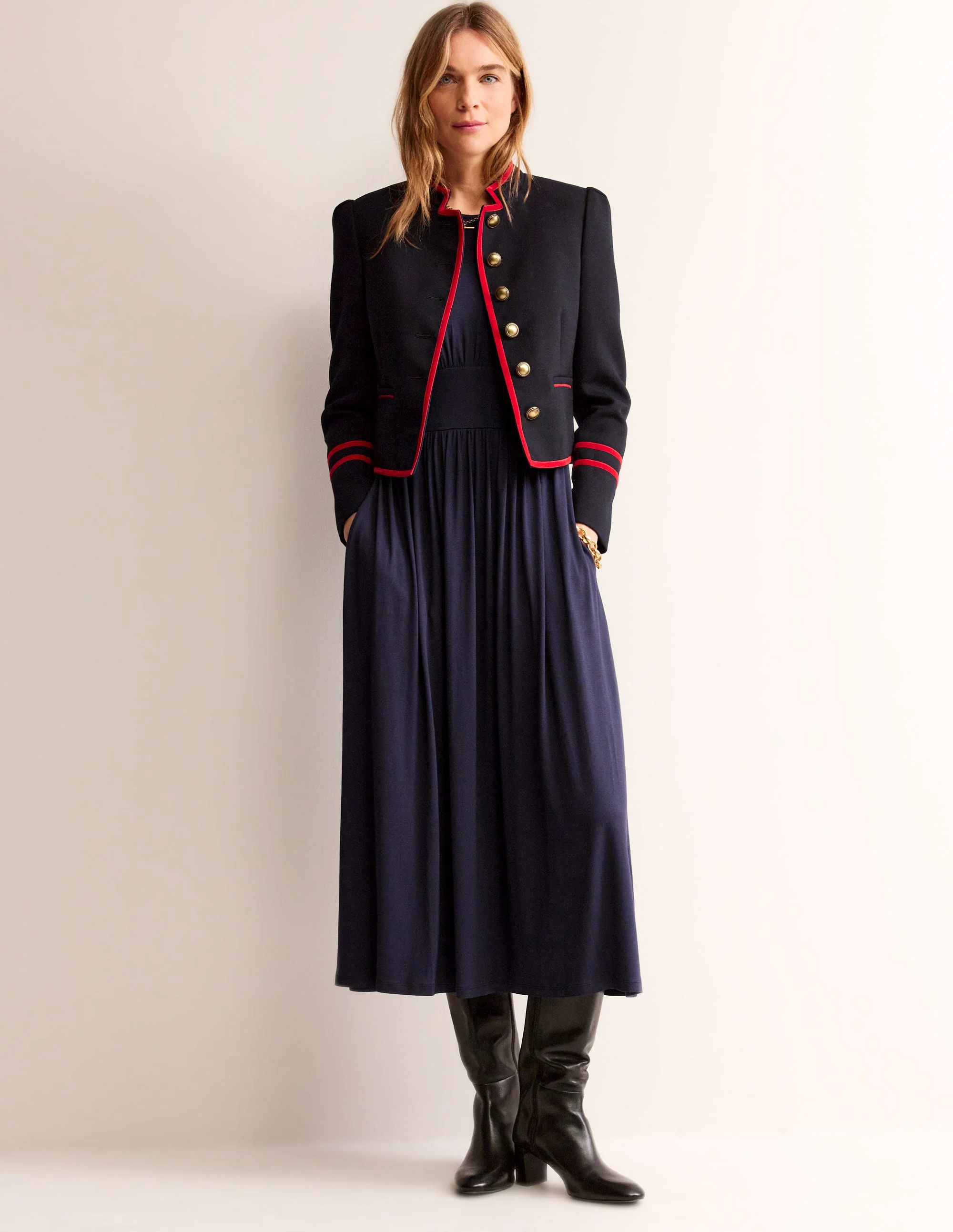 Thea Sleeveless Midi Dress-Navy - Image 4
