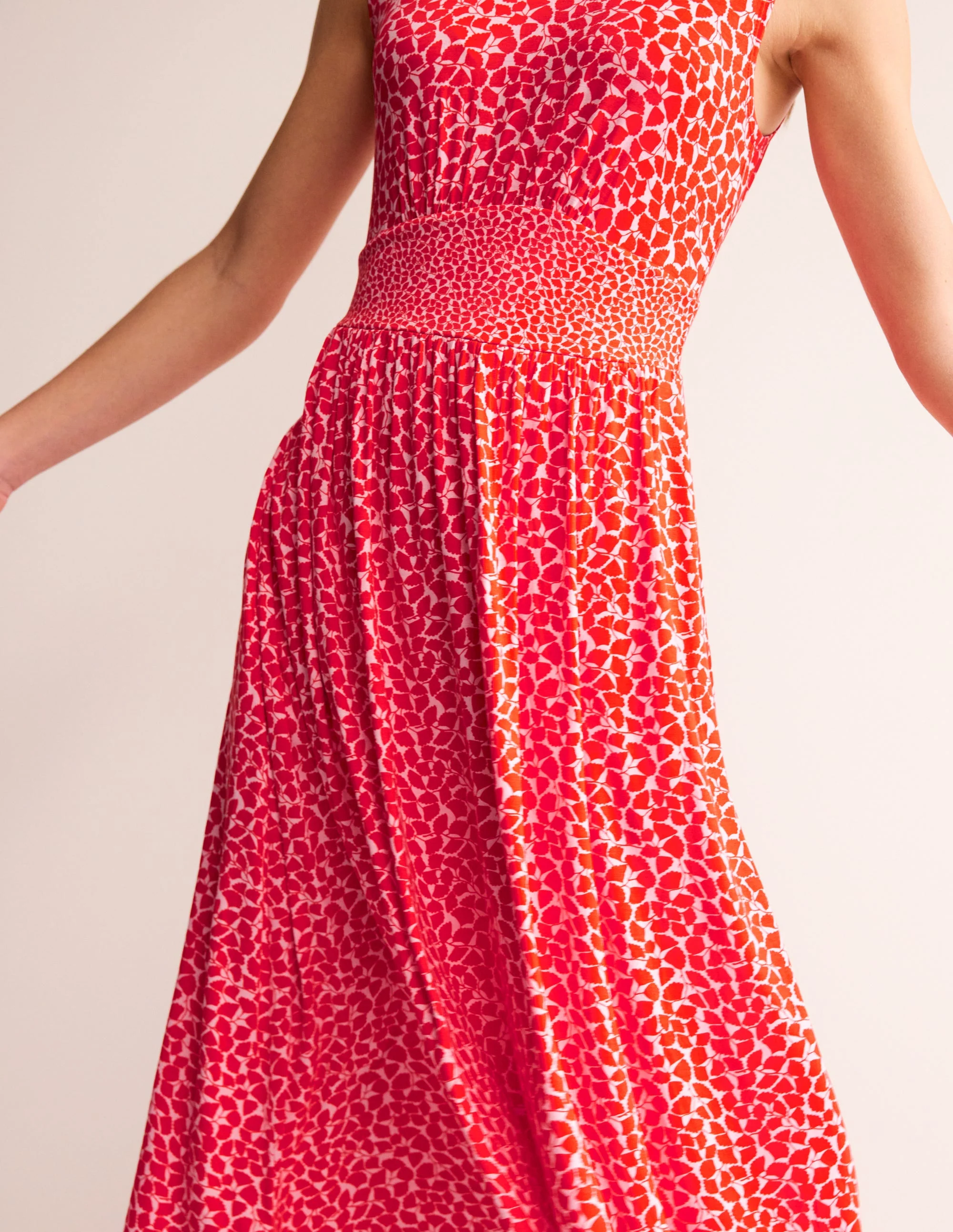 Thea Sleeveless Midi Dress-Poppy Red, Botanic Sprig - Image 3