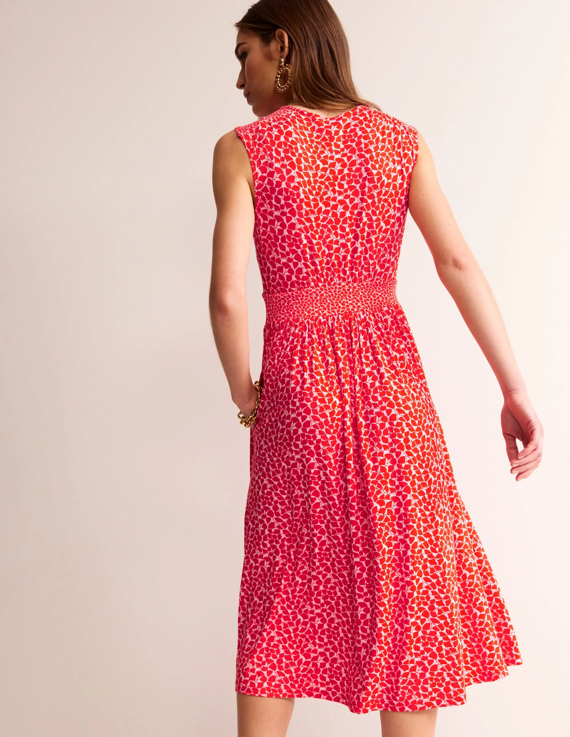 Thea Sleeveless Midi Dress-Poppy Red, Botanic Sprig - Image 4