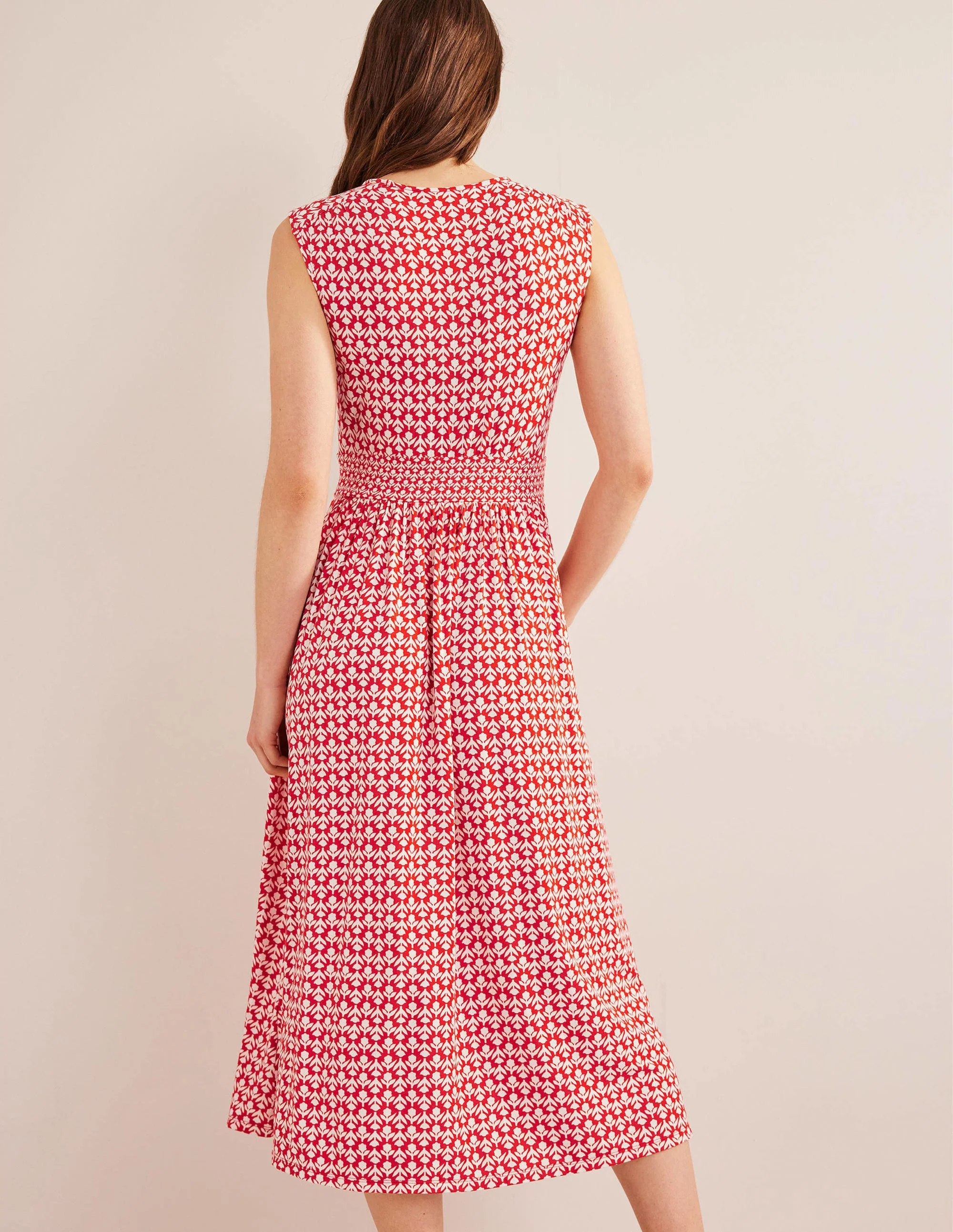 Thea Sleeveless Midi Dress-Vermillion, Tulip Pop - Image 3