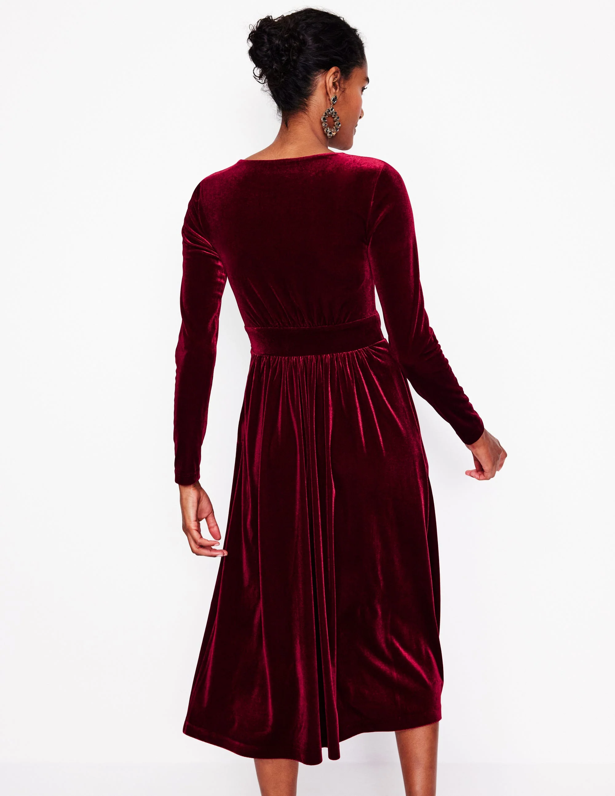 Thea Velvet Midi Dress-Cabernet - Image 3