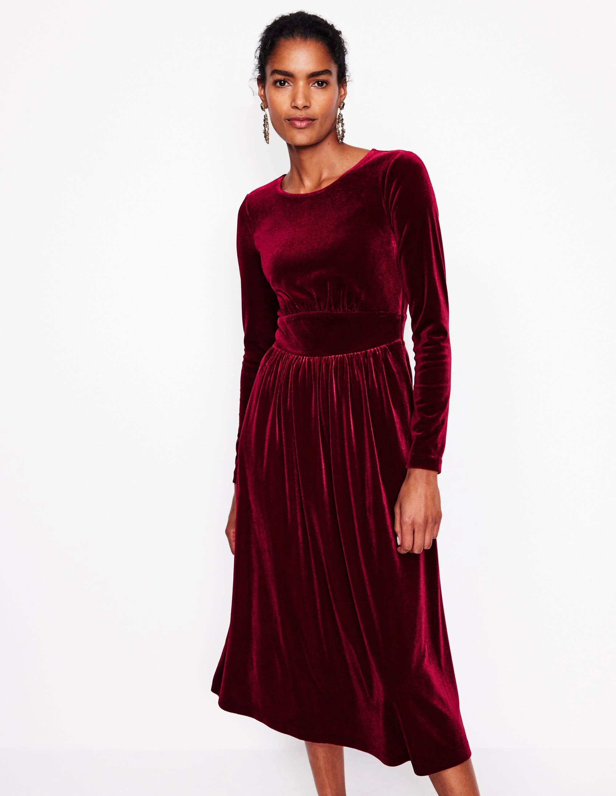 Thea Velvet Midi Dress-Cabernet - Image 4