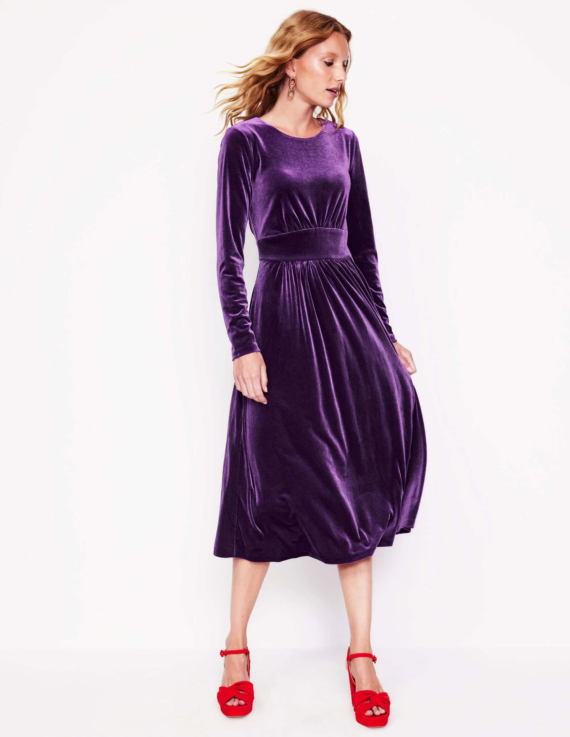 Thea Velvet Midi Dress-Viola - Image 4