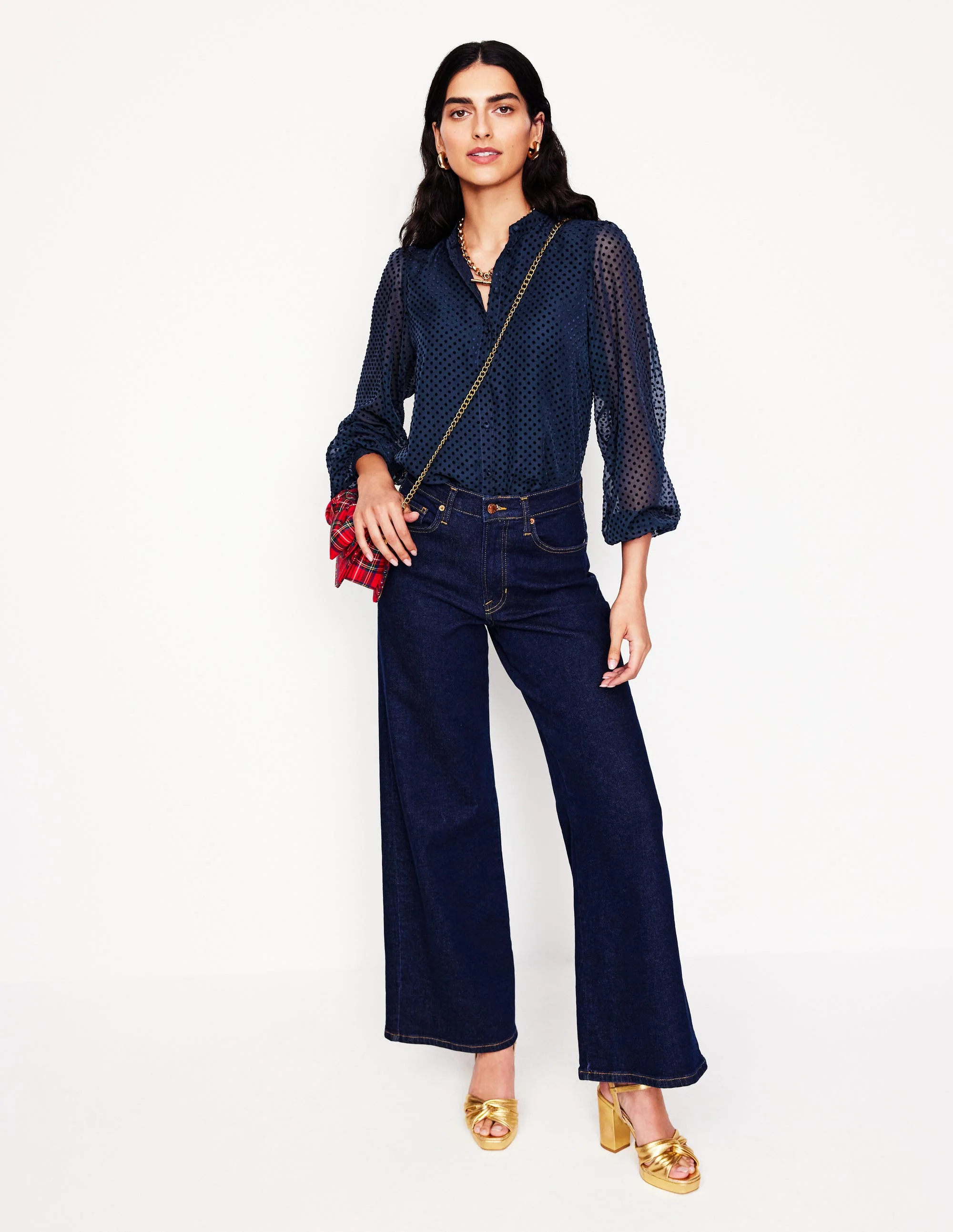 Theodora Devore Blouse-Navy Spot - Image 4