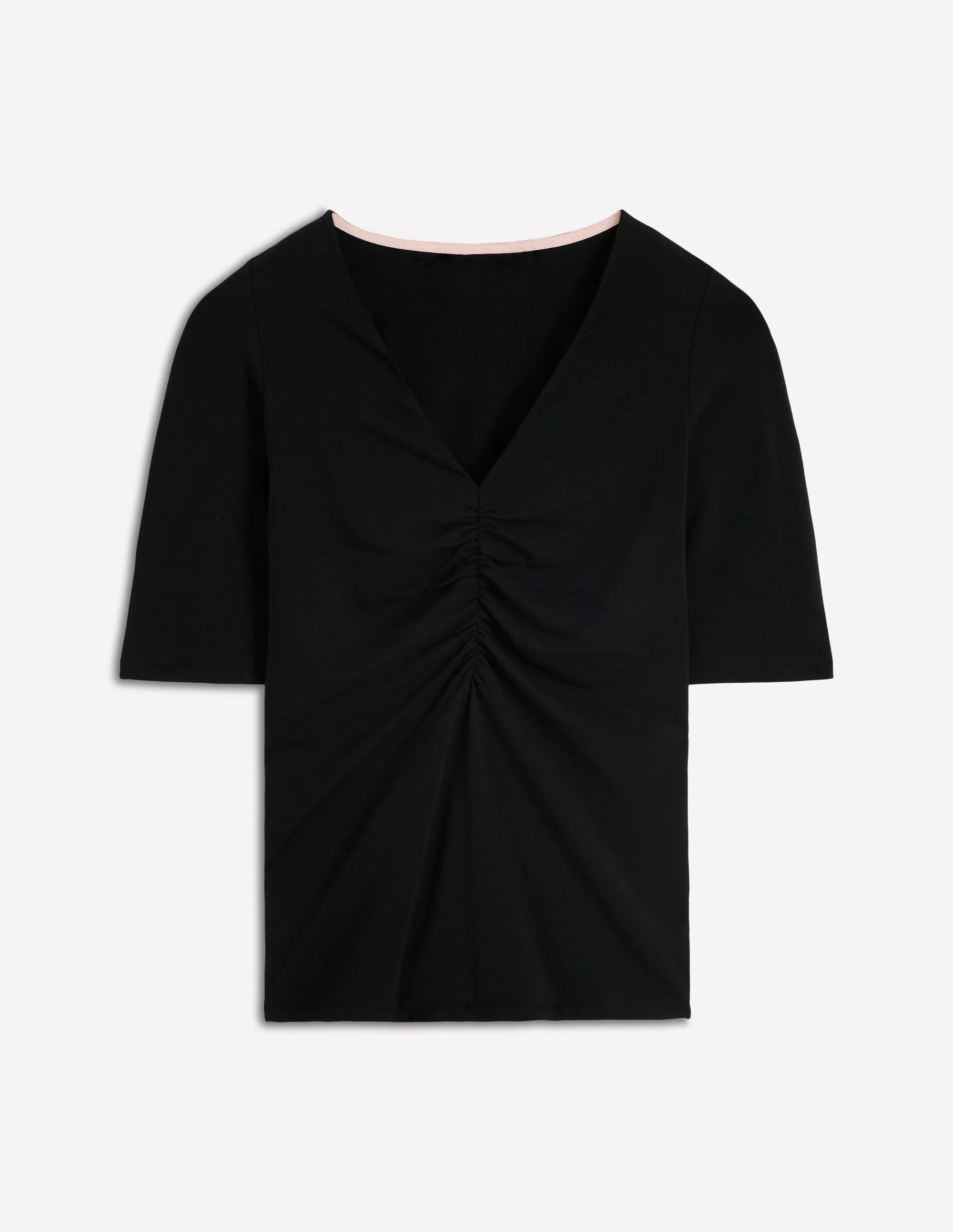 Tia Ruched V-neck Top-Black - Image 5