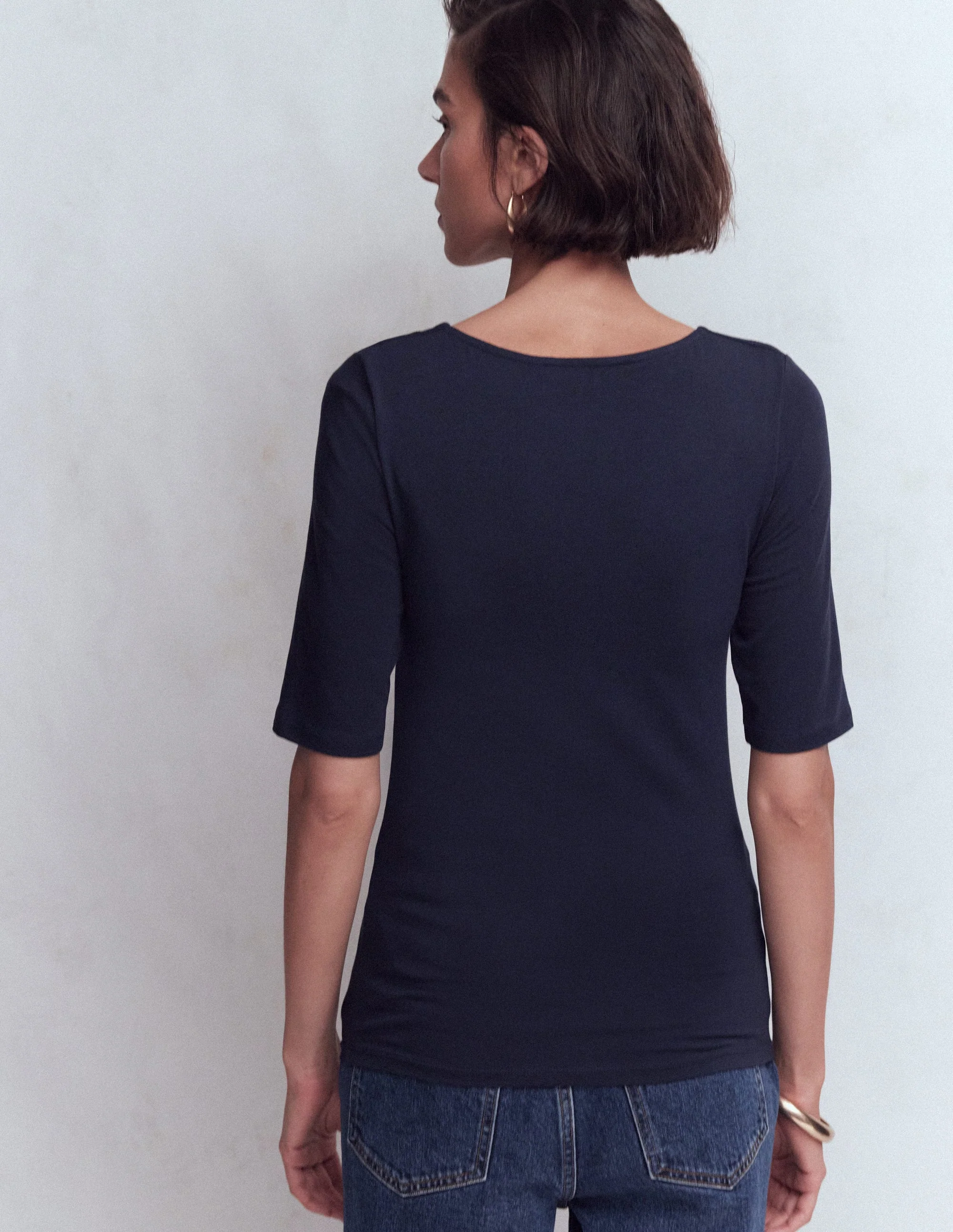 Tia Ruched V-neck Top-Navy - Image 3