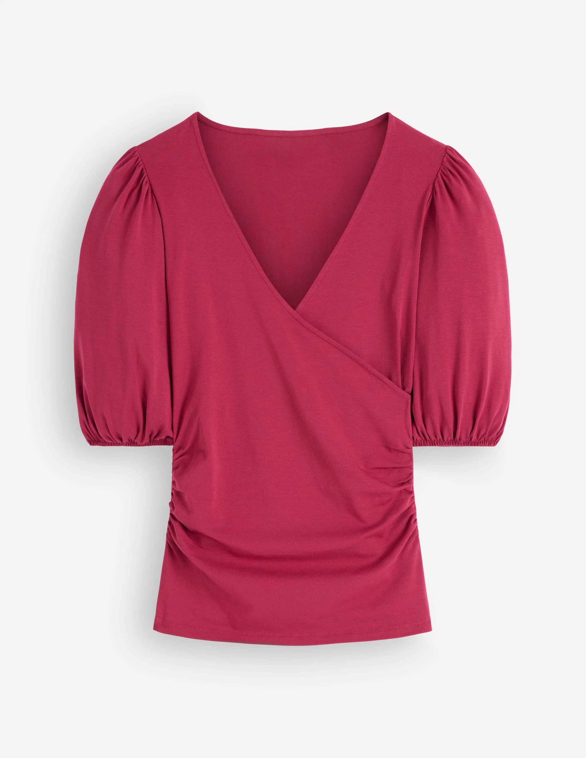 Tia Ruched Wrap Top-Ruby Red - Image 5