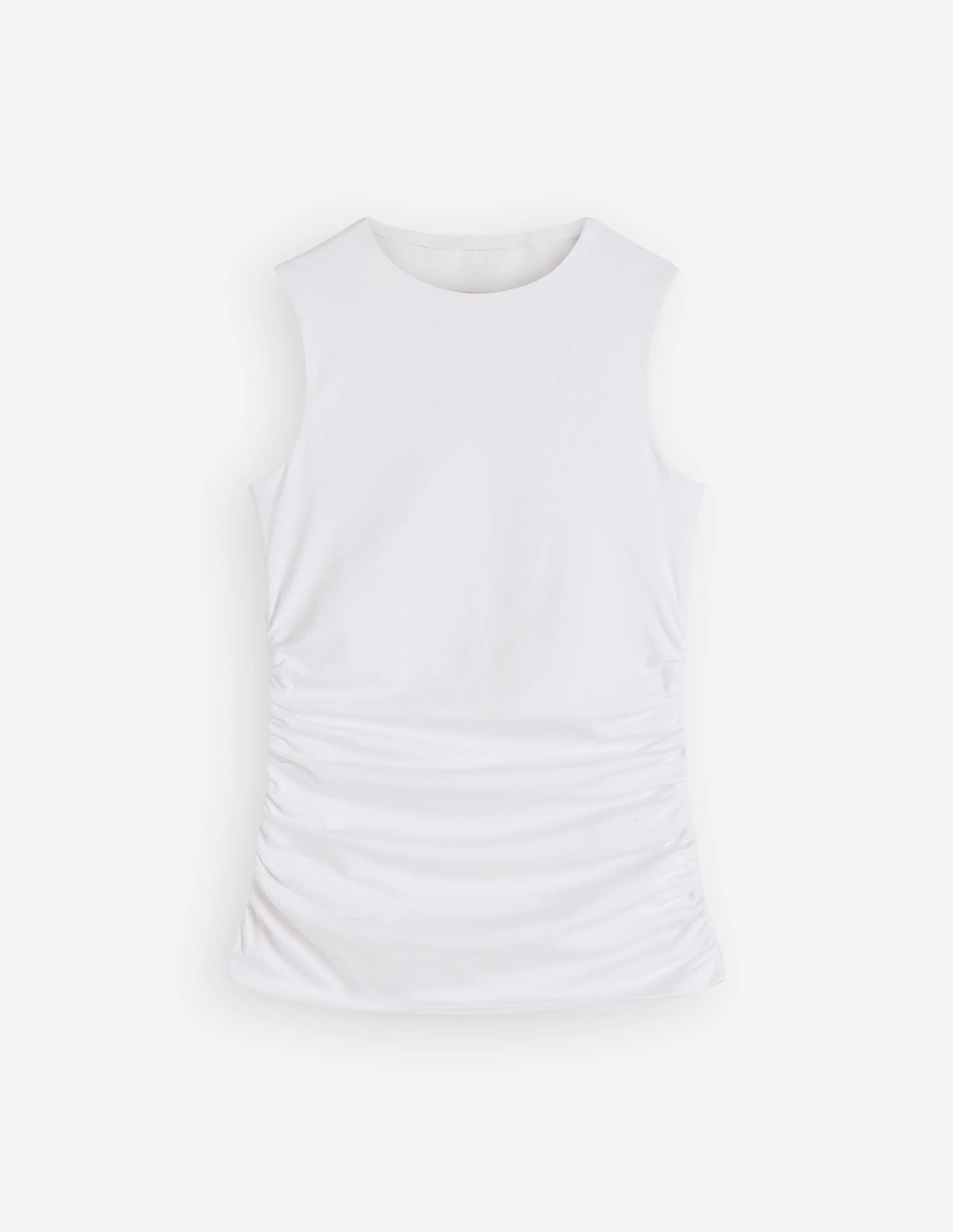 Tia Sleeveless Ruch Jersey Top-White - Image 5