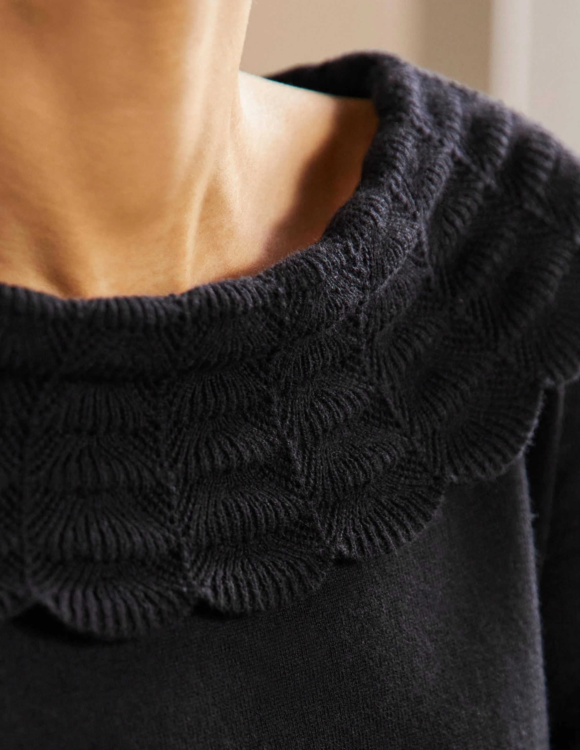 Tie Back Collar Sweater-Black - Image 5