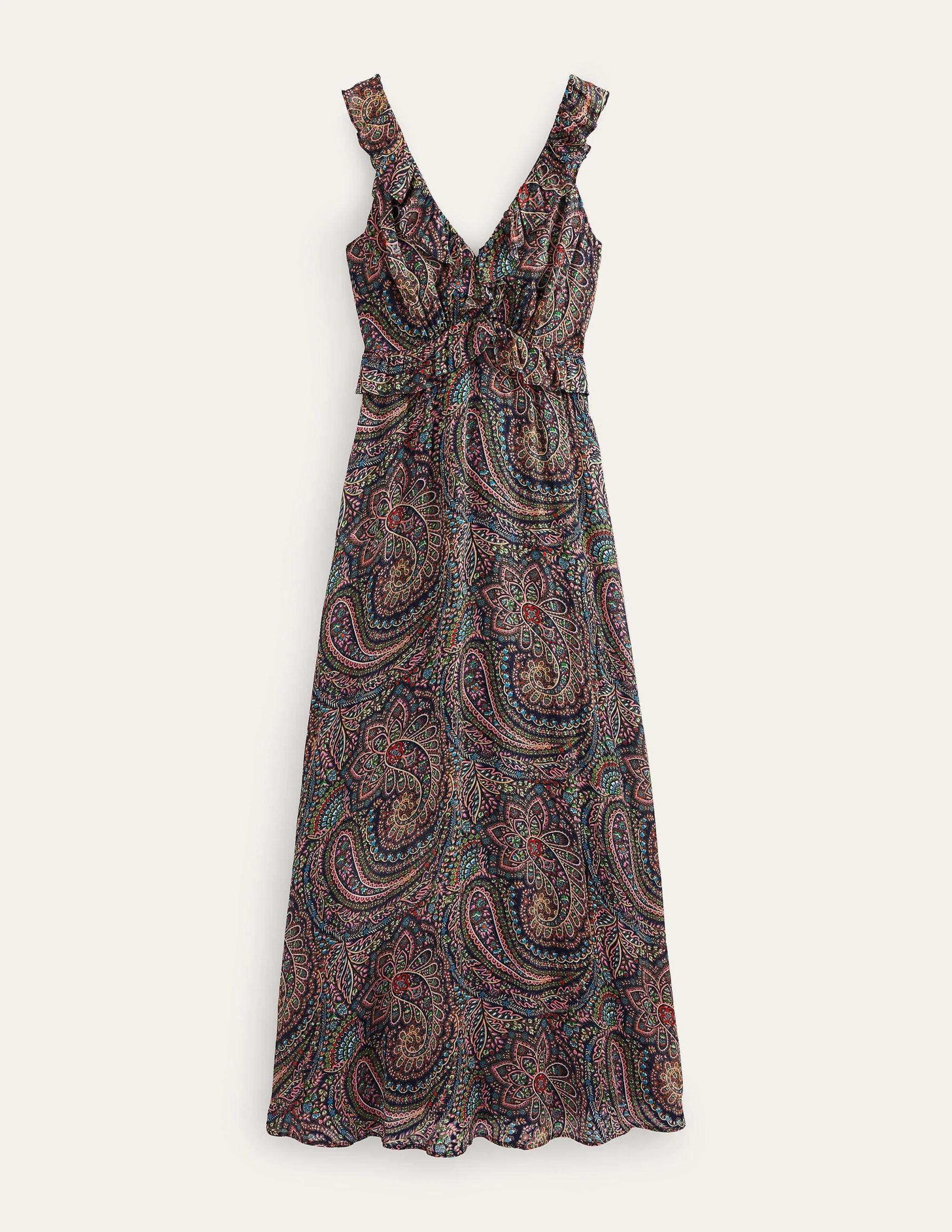 Tie-Back Ruffled Maxi Dress-Light Navy, Palace - Image 7