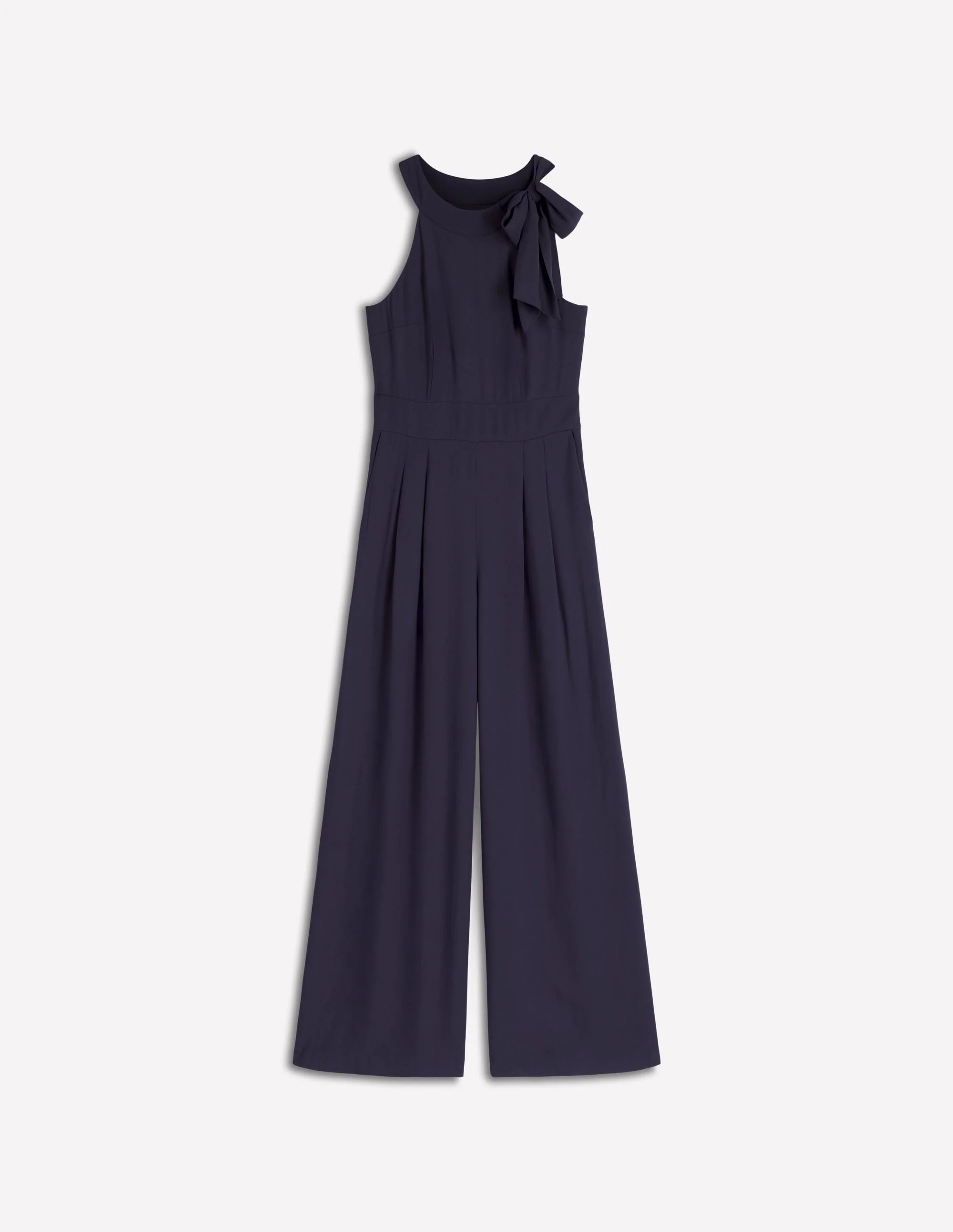 Tie Halter Neck Jumpsuit-Navy - Image 6