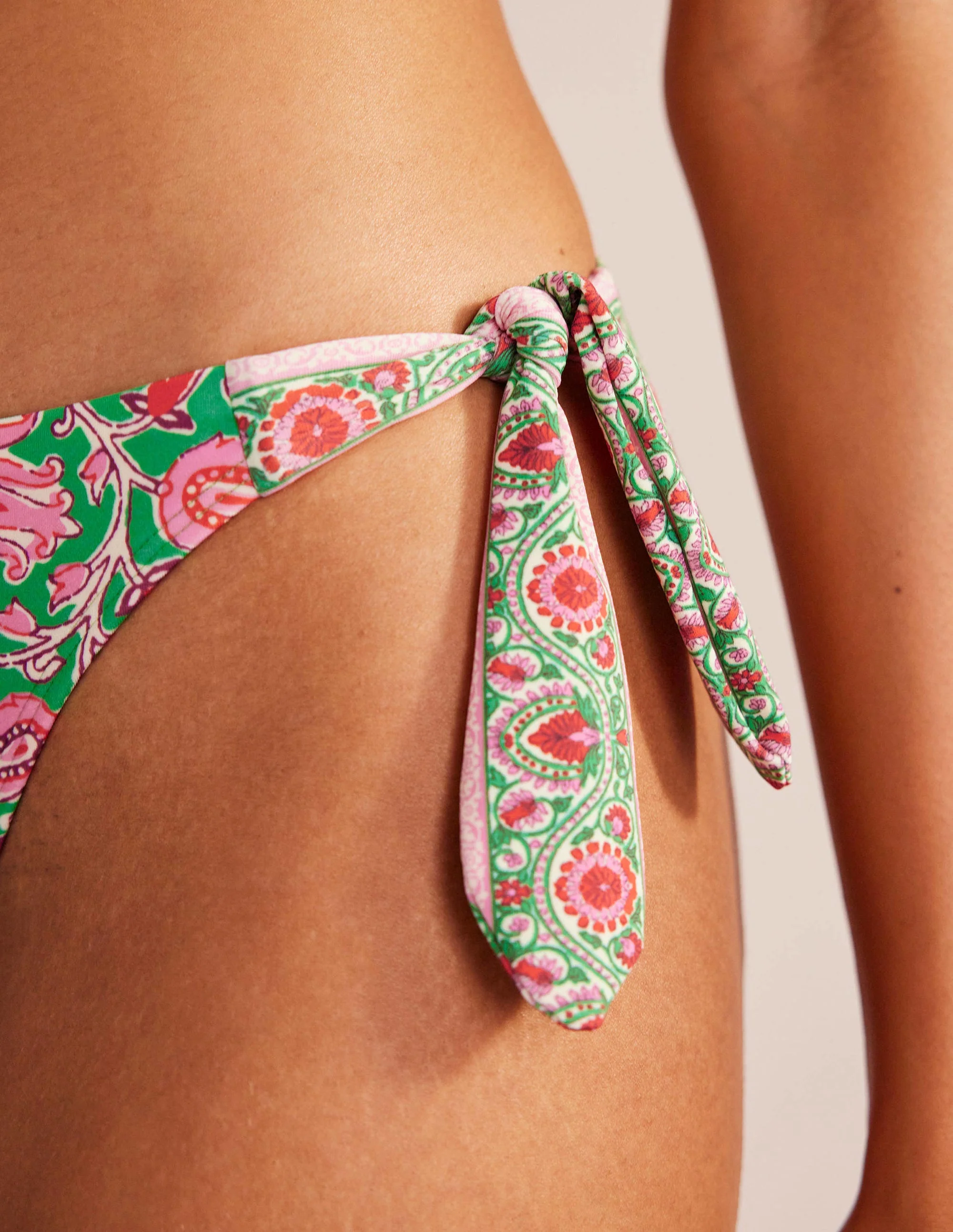 Tie Side Bikini Bottom-Lime, Botanic Vine - Image 2