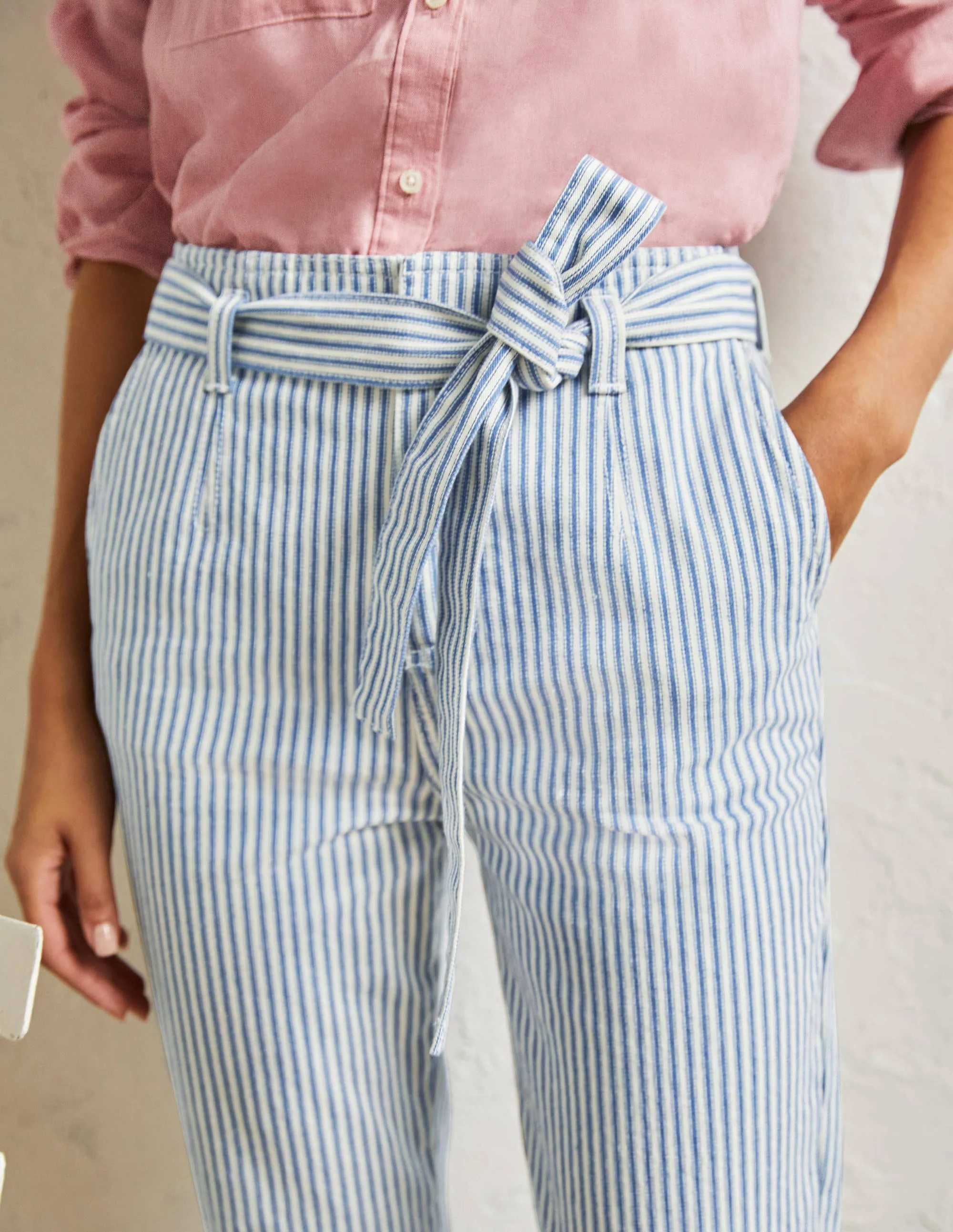 Tie Waist Jeans-Atlantic Ocean Ticking Stripe - Image 2