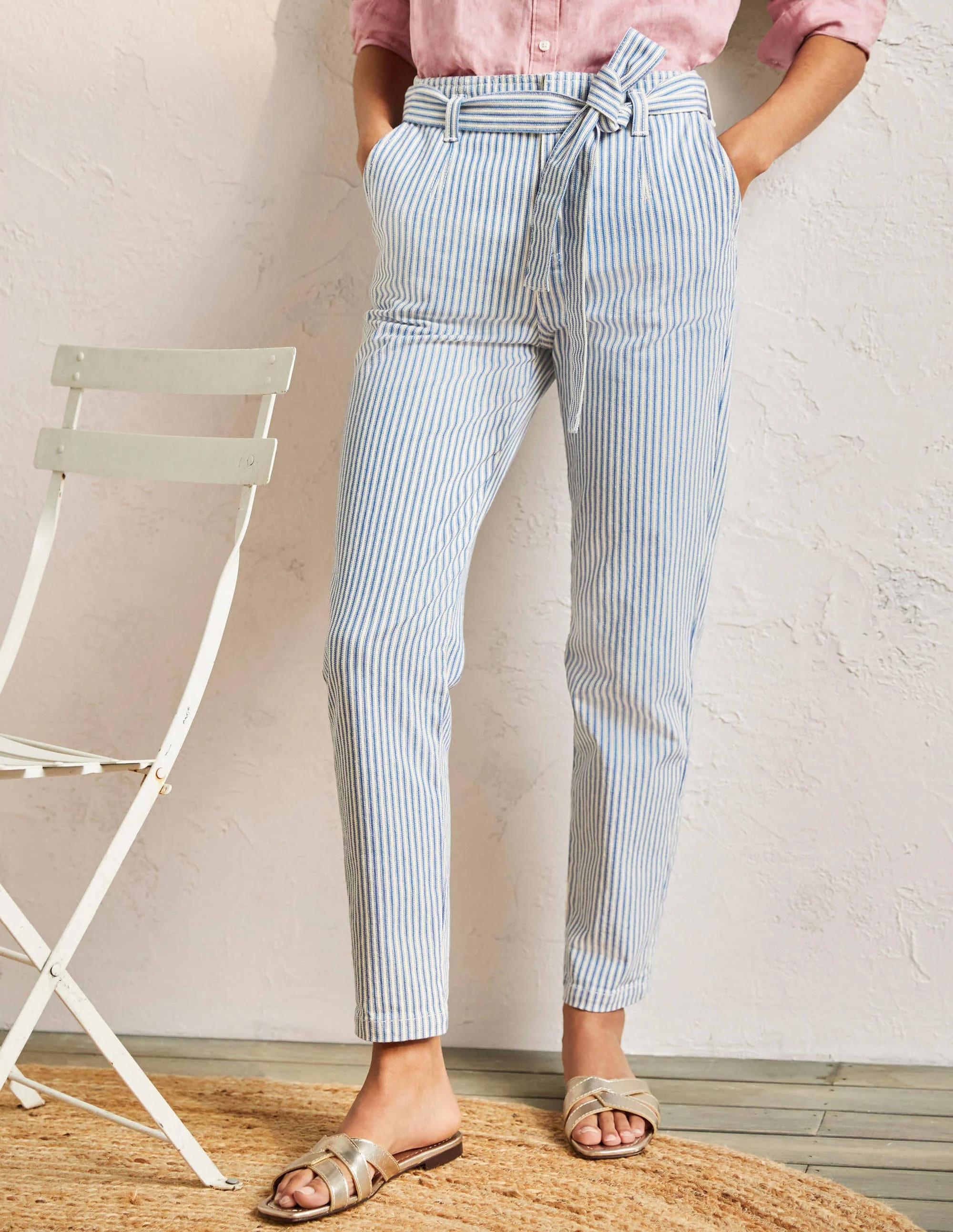 Tie Waist Jeans-Atlantic Ocean Ticking Stripe - Image 4