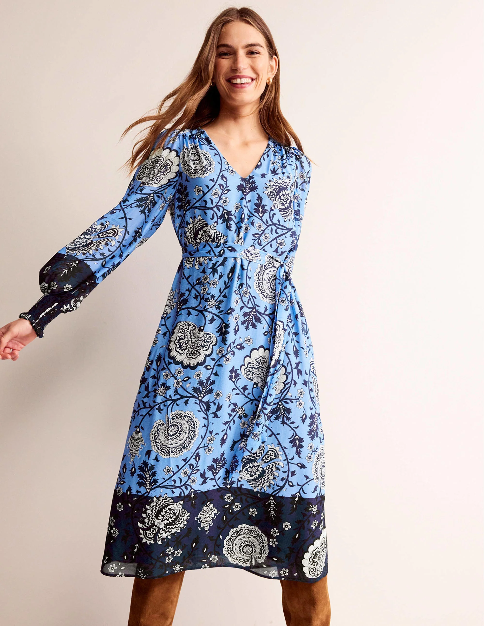 Tie Waist Midi Dress-Marina, Gardenia Grove - Image 4