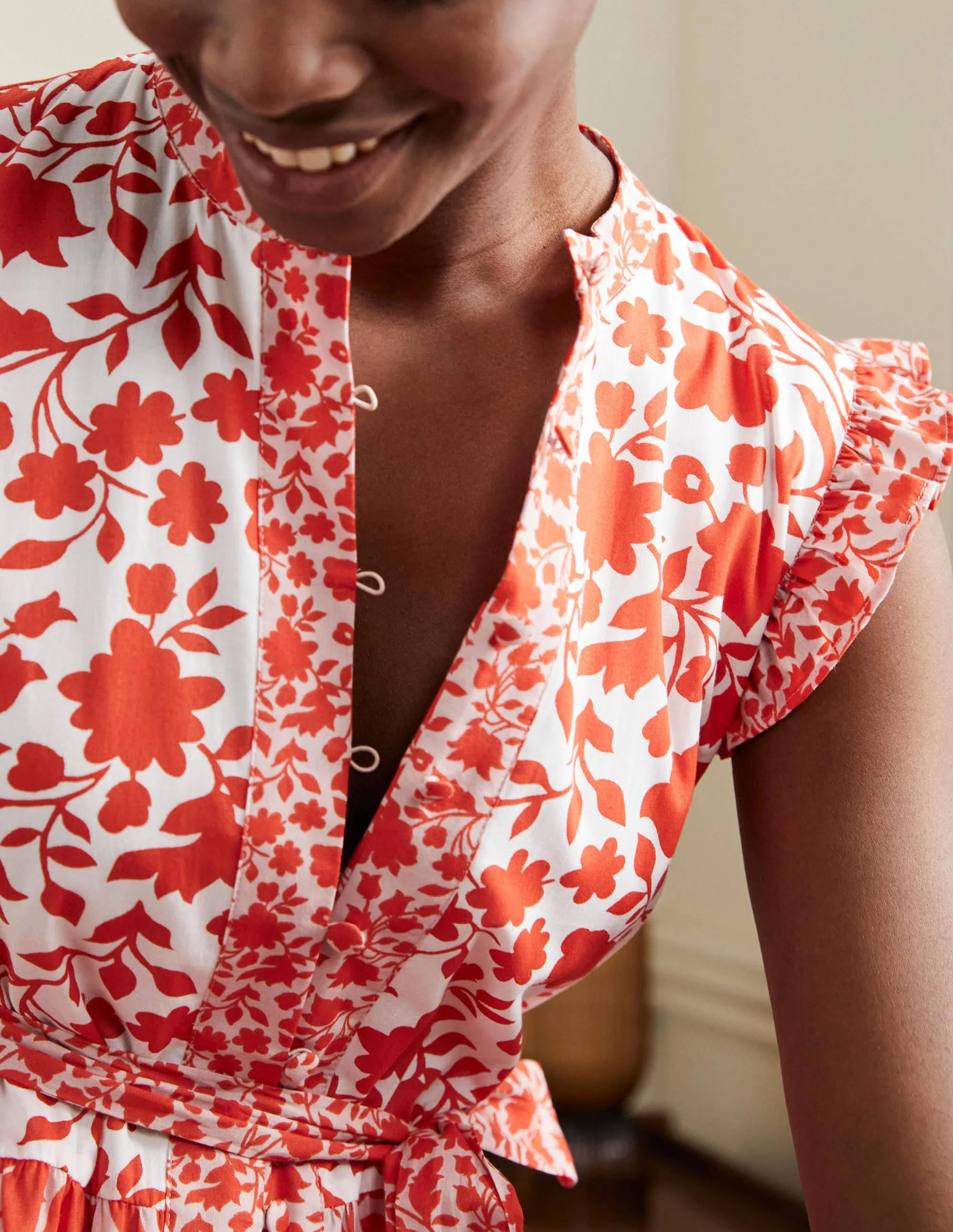 Tiered Ruffle Maxi Dress-Papaya, Botanic Silhouette - Image 2