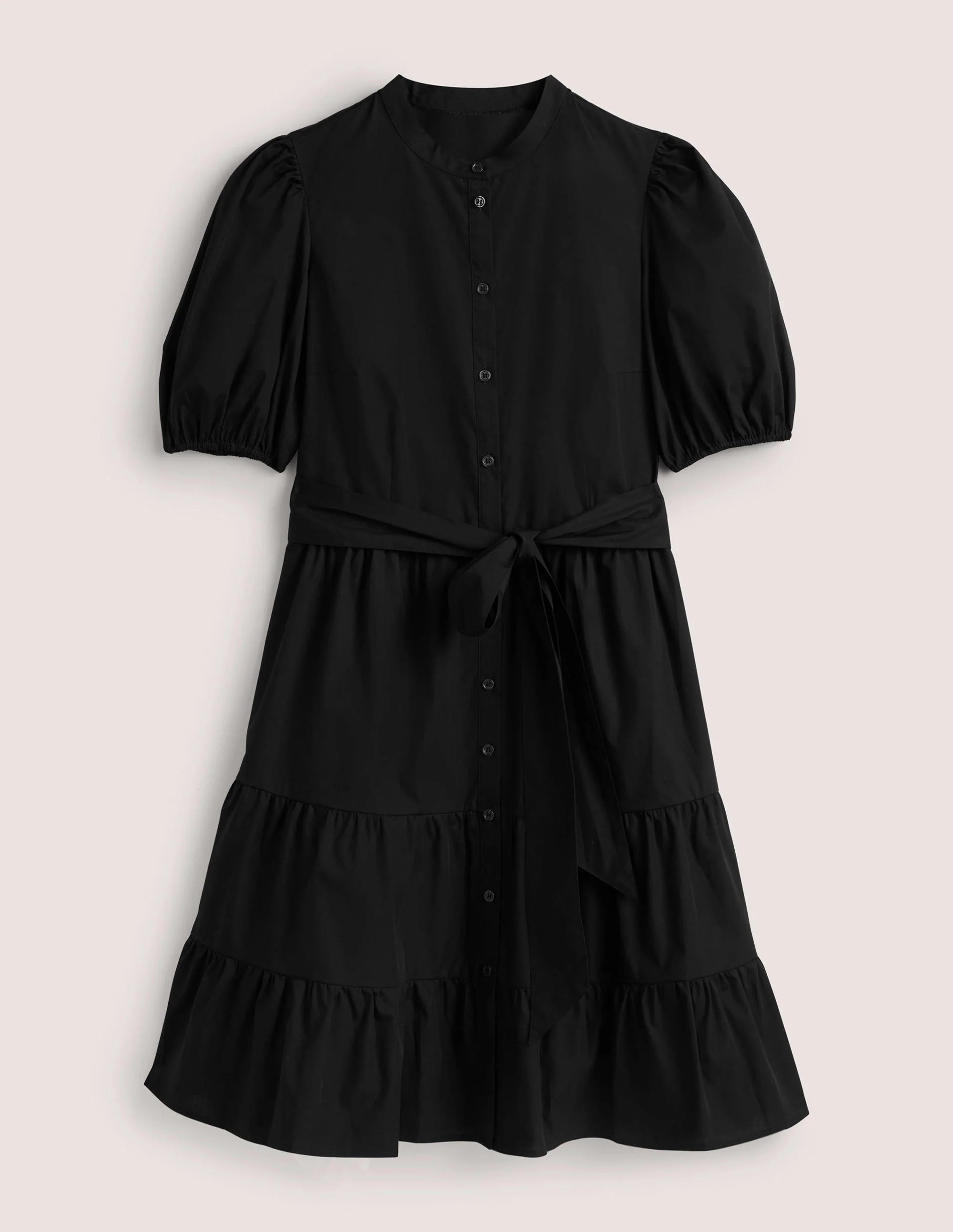 Tiered Shirt Dress-Black - Image 5
