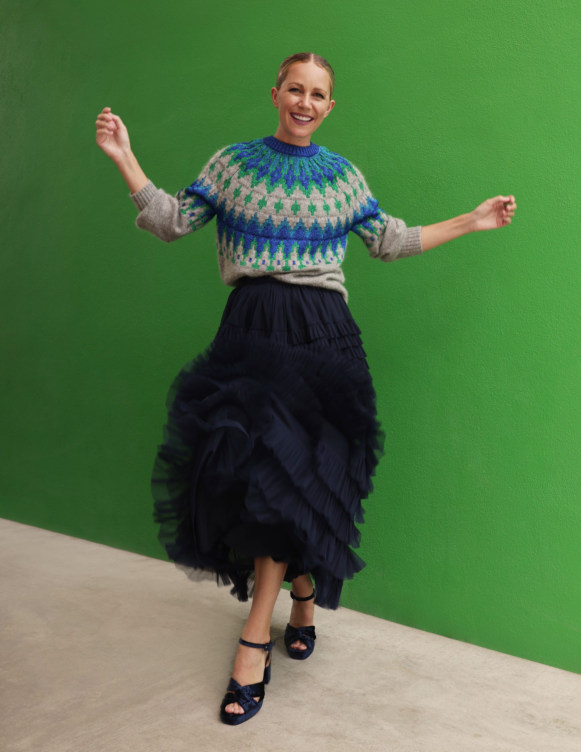 Tiered Tulle Ruffle Maxi Skirt-Navy - Image 5