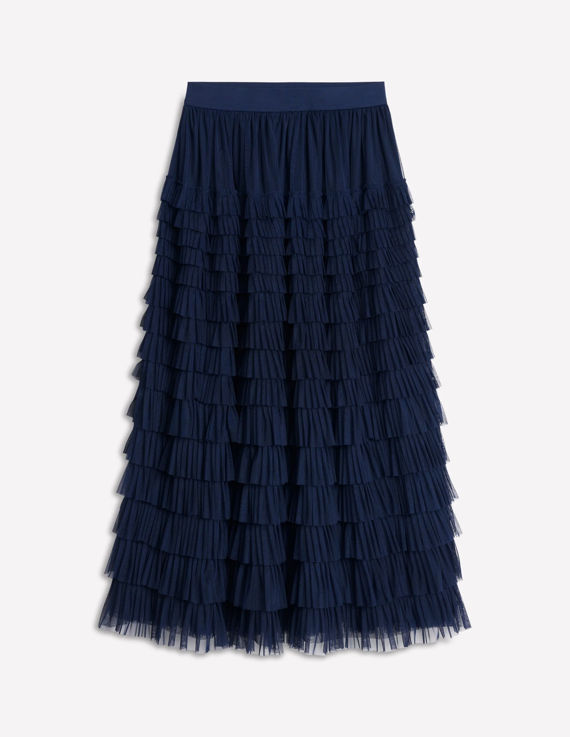 Tiered Tulle Ruffle Maxi Skirt-Navy - Image 6