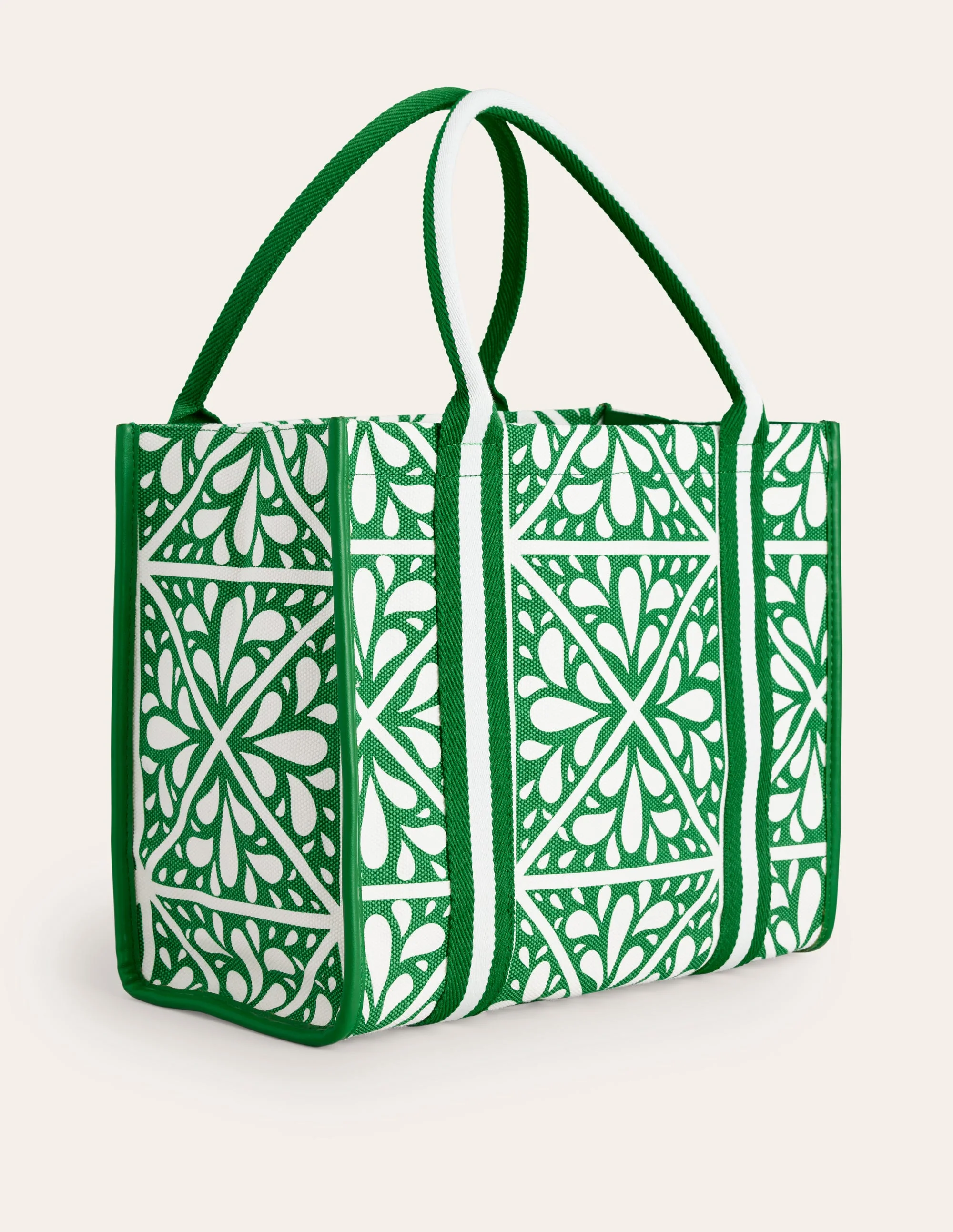 Tilda Canvas Tote Bag-Green, Floral Mosaic - Image 3