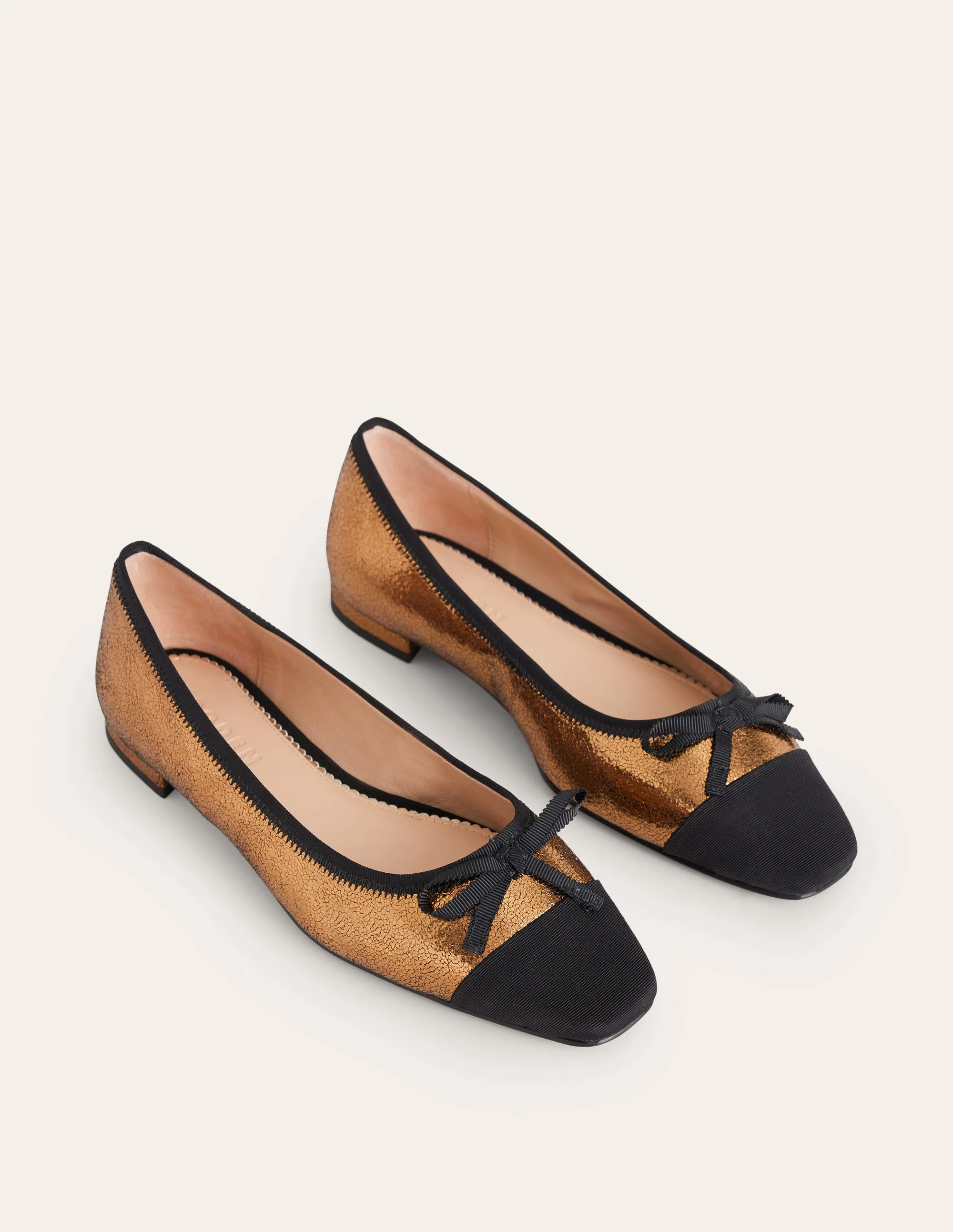 Toe Cap Ballet Flat-Bronze Metallic Leather - Image 3