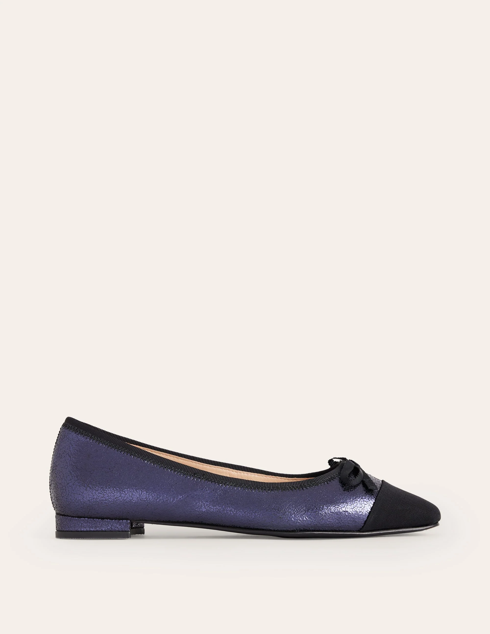 Toe Cap Ballet Flat-Navy Crackle Leather - Image 2