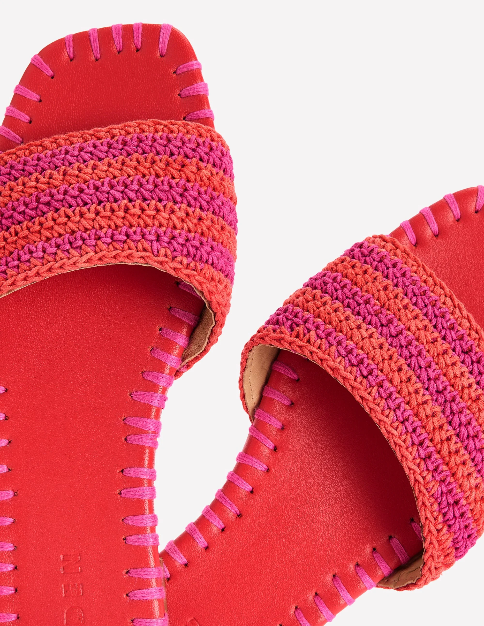 Trim Detail Flat Sandal-Pink Peony/Orange Stripe - Image 4