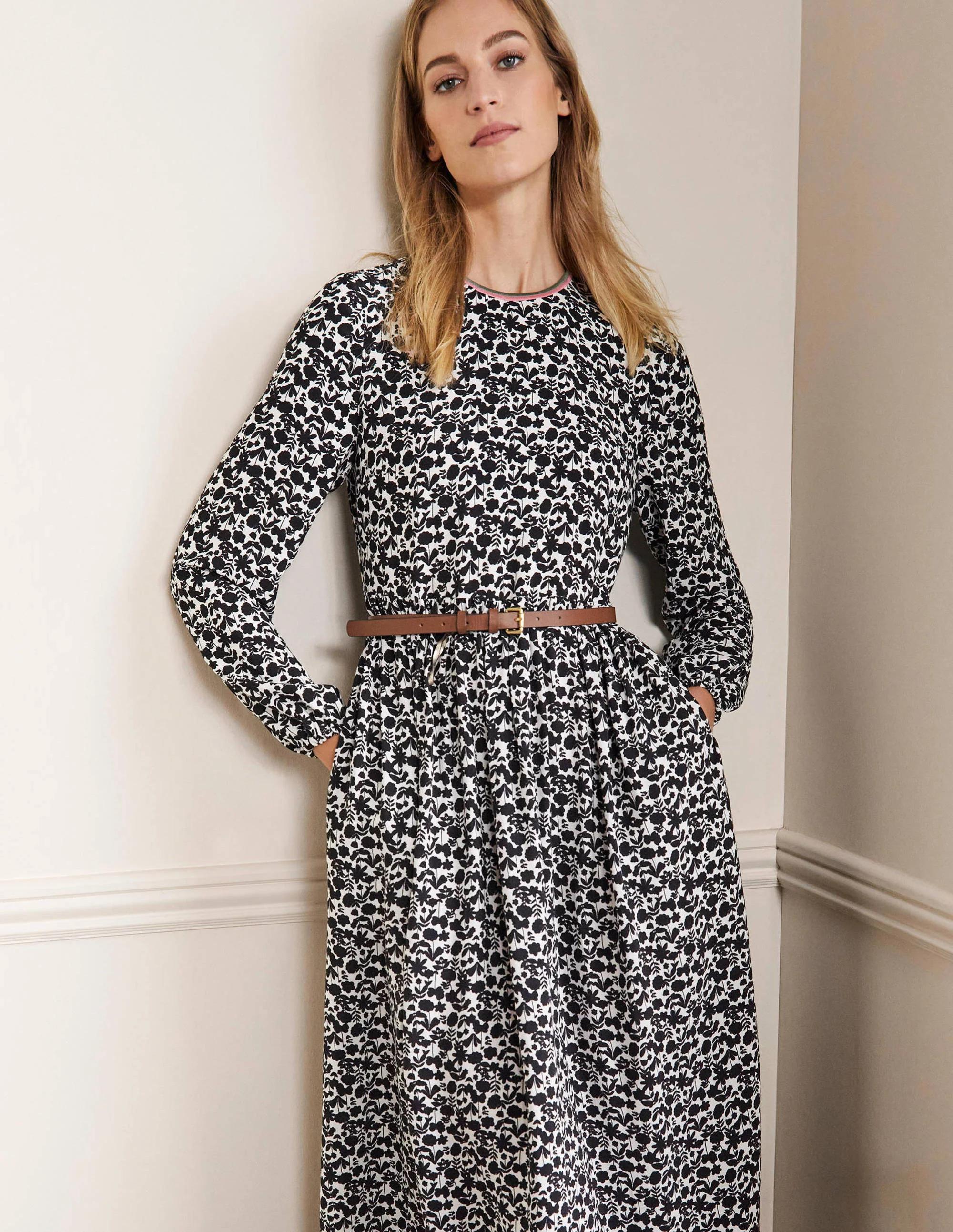 Trim Detail Maxi Dress-Black, Flora Bloom - Image 4