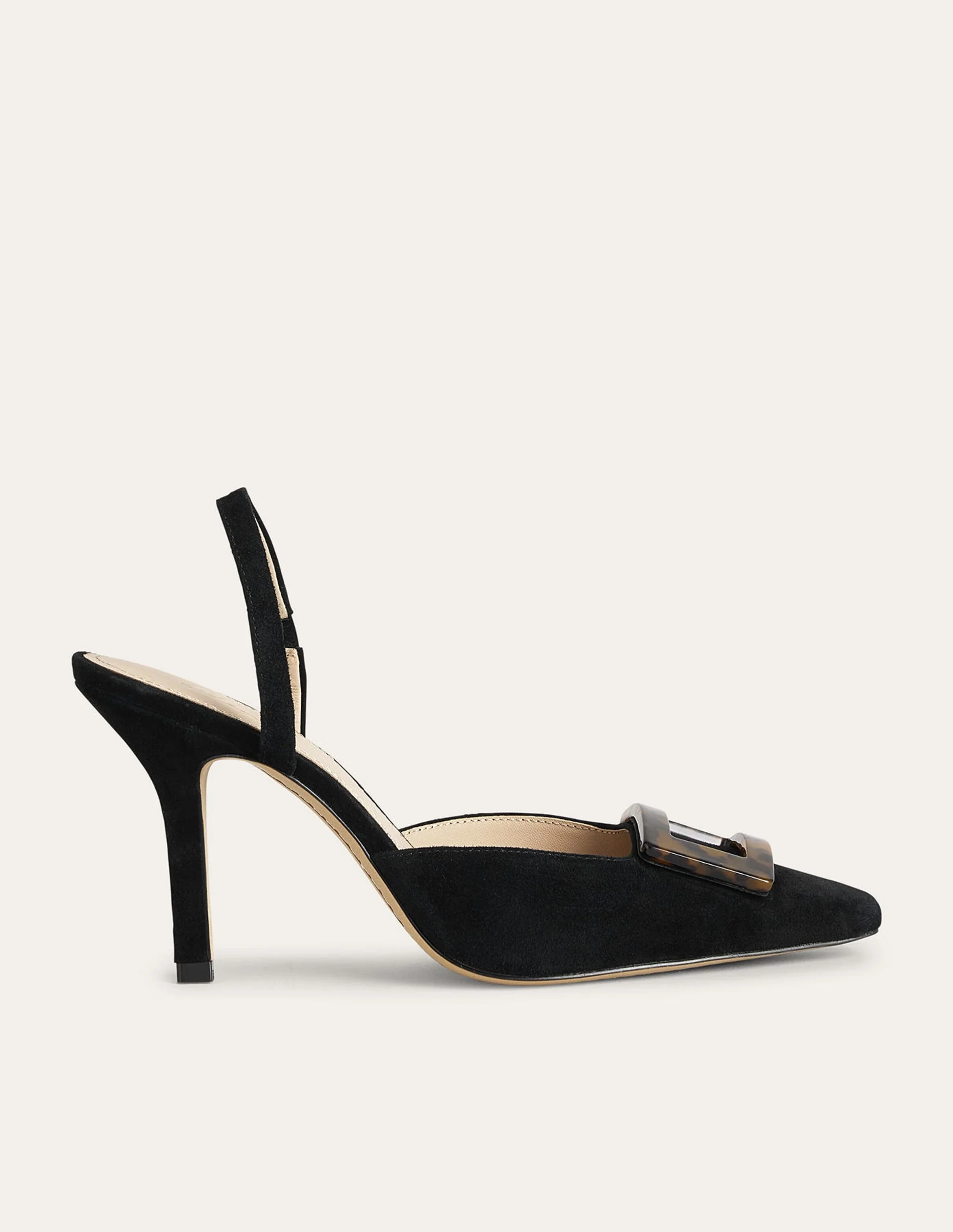 Trim Detail Slingback Heels-Black