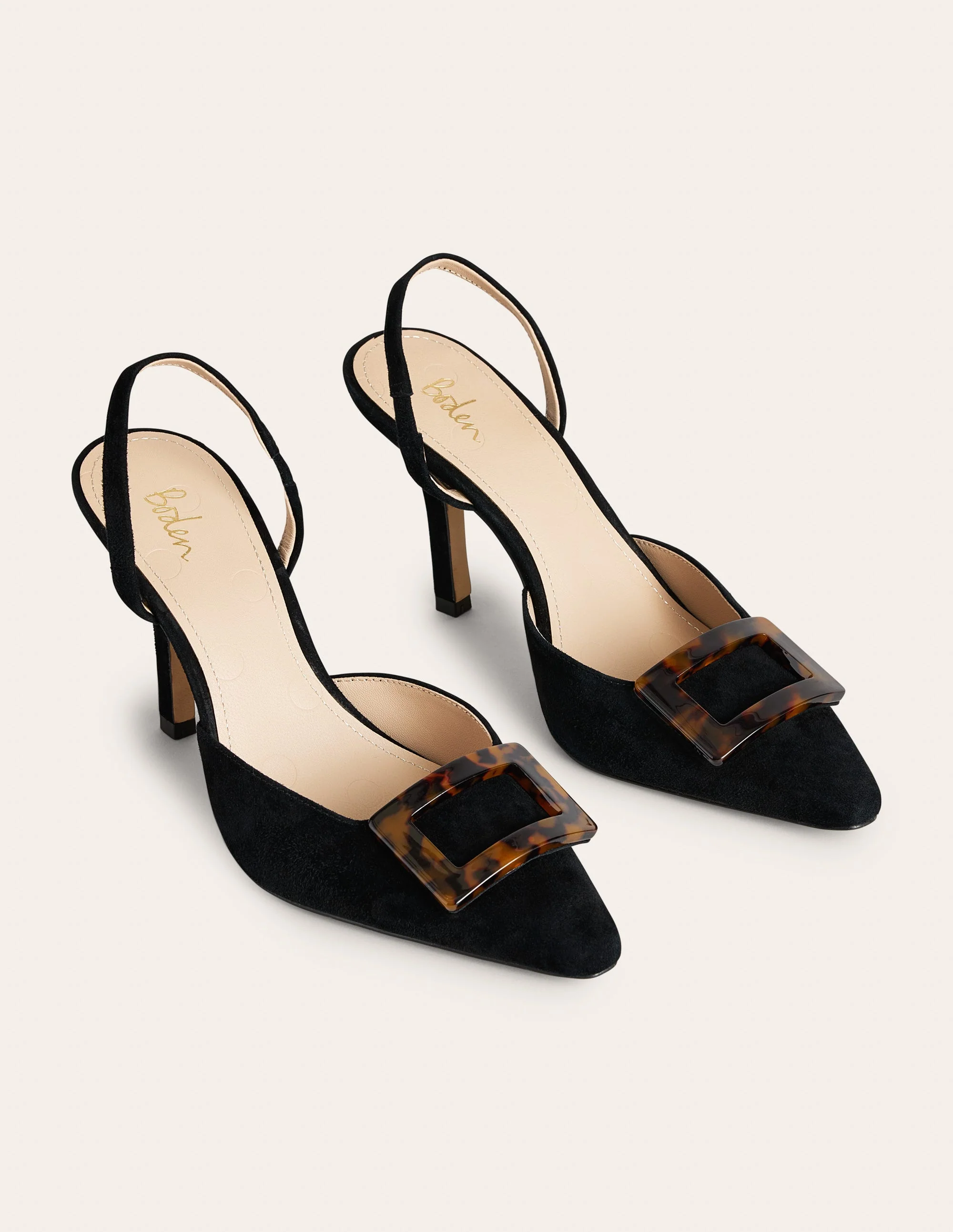 Trim Detail Slingback Heels-Black - Image 2