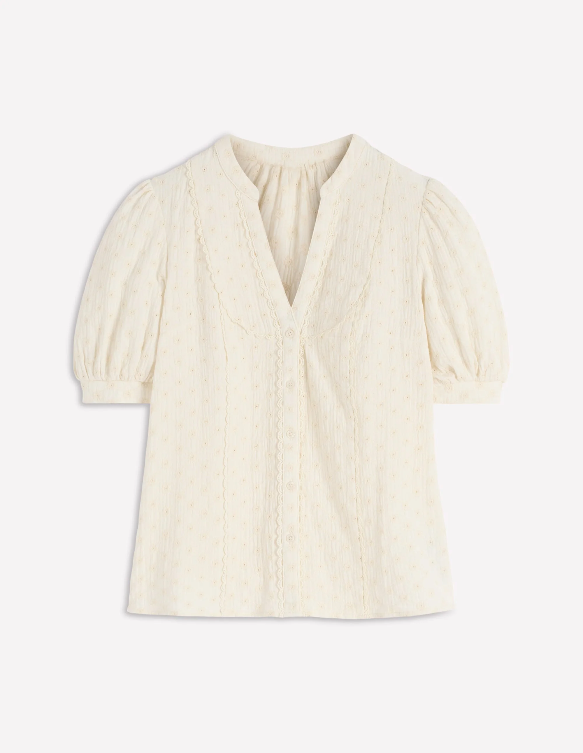 Trim Insert Double Cloth Top-Ivory Broderie - Image 4