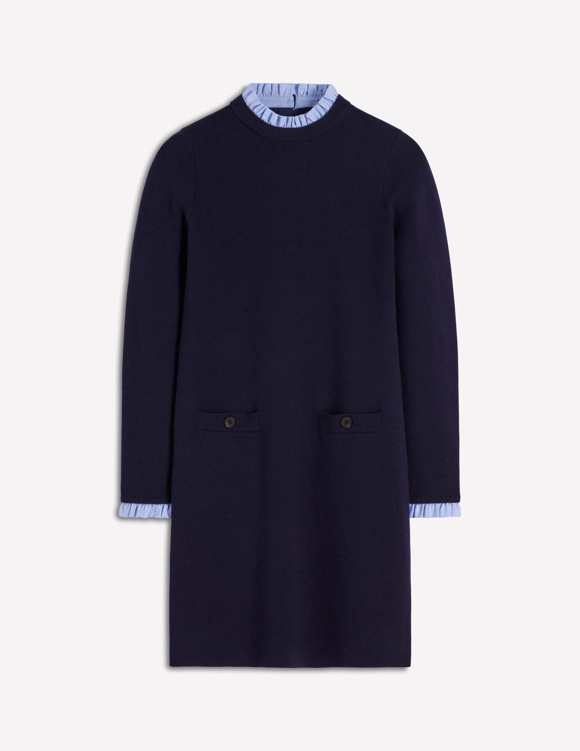 Trim Knitted Dress-Navy - Image 6