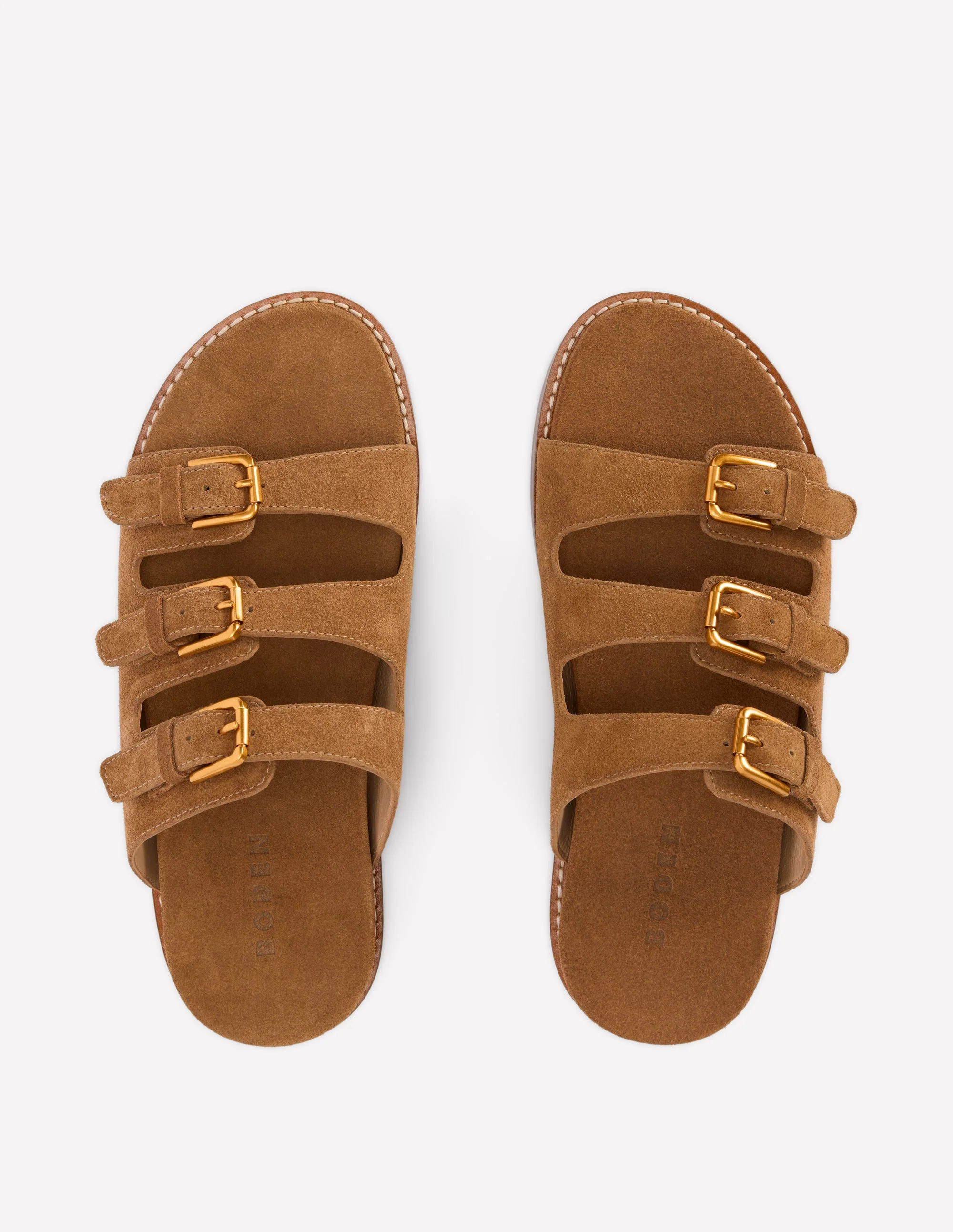 Triple Strap Footbed Sandal-Tan - Image 5
