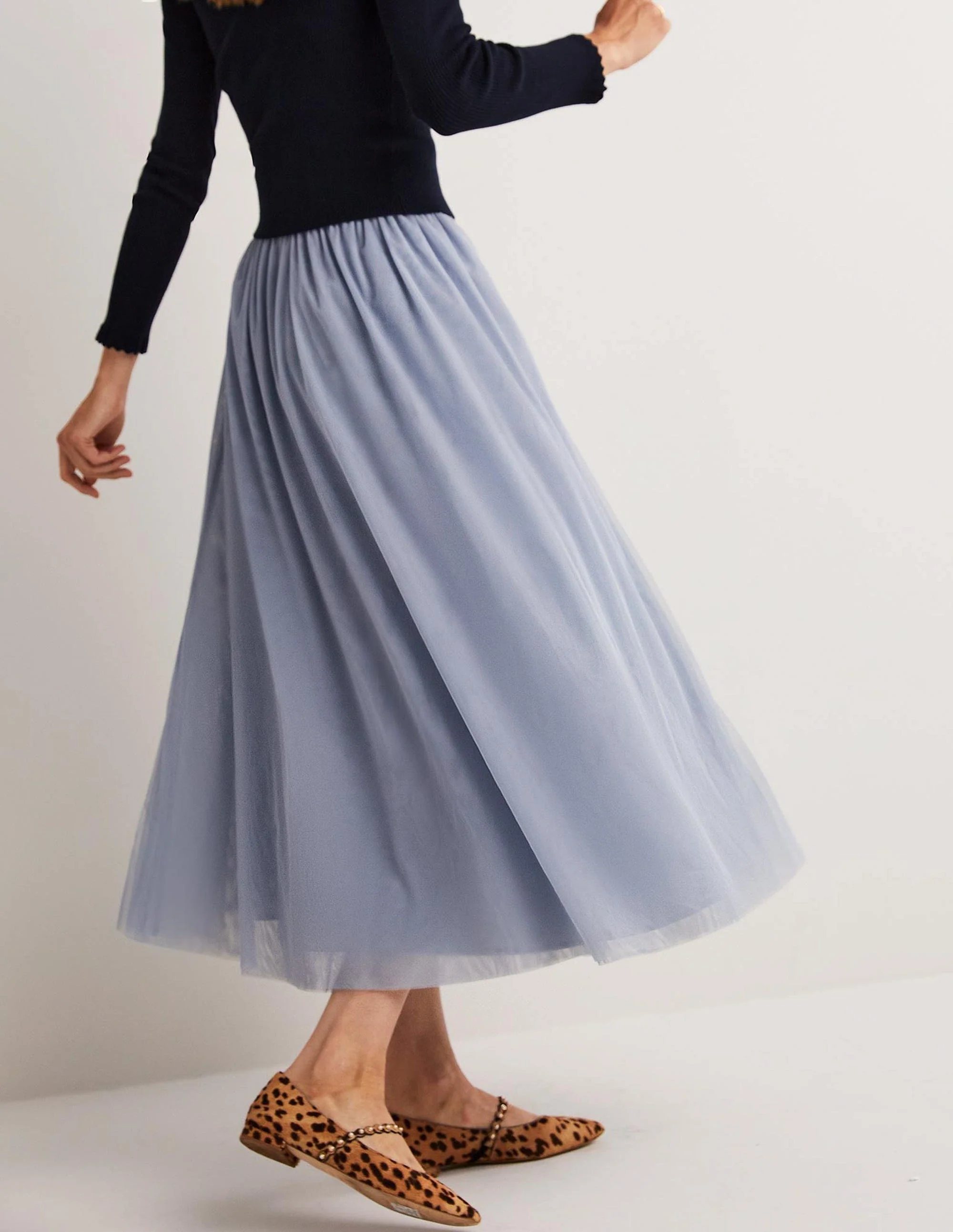 Tulle Full Midi Skirt-Dusty Blue - Image 3