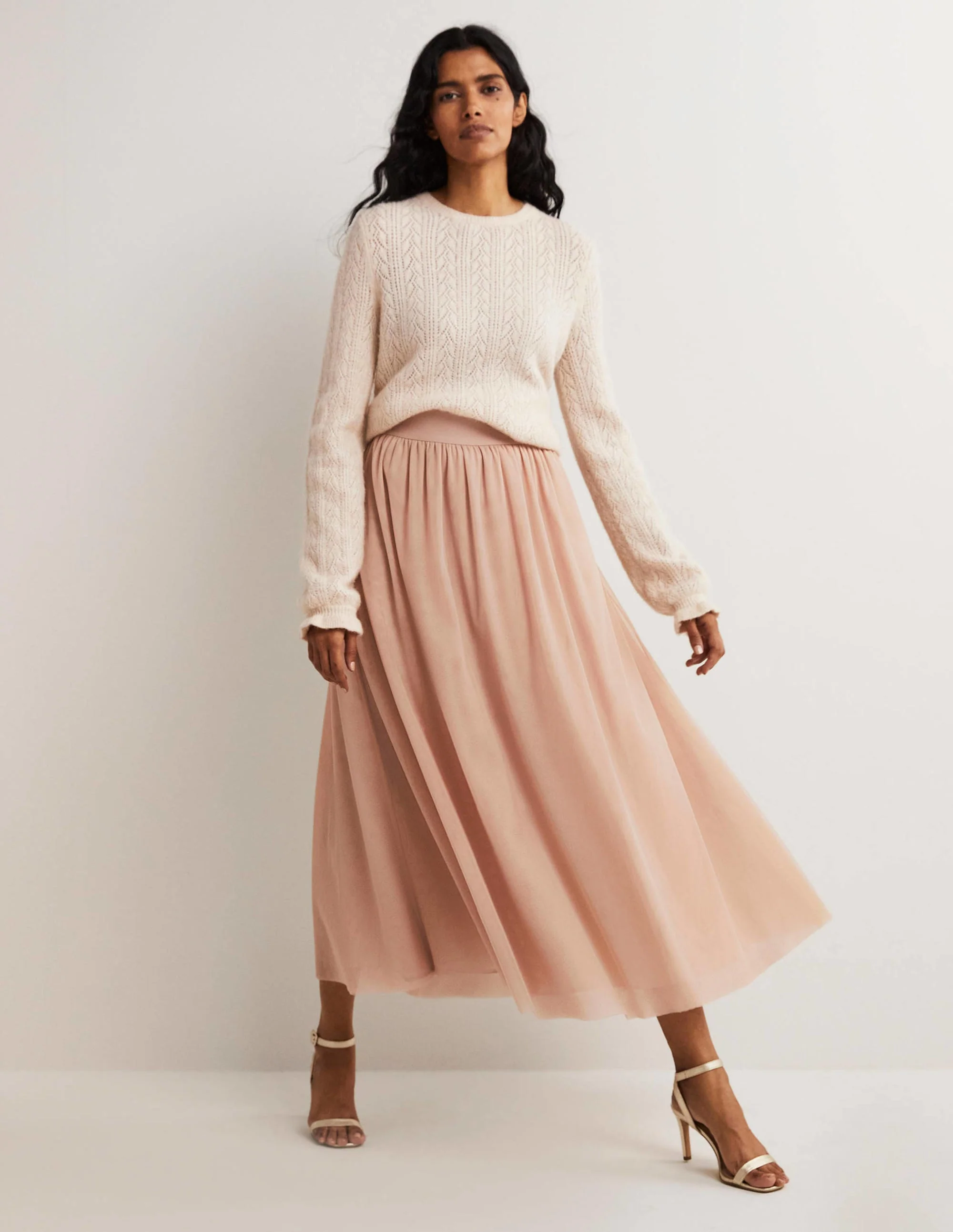 Tulle Full Midi Skirt-Popcorn