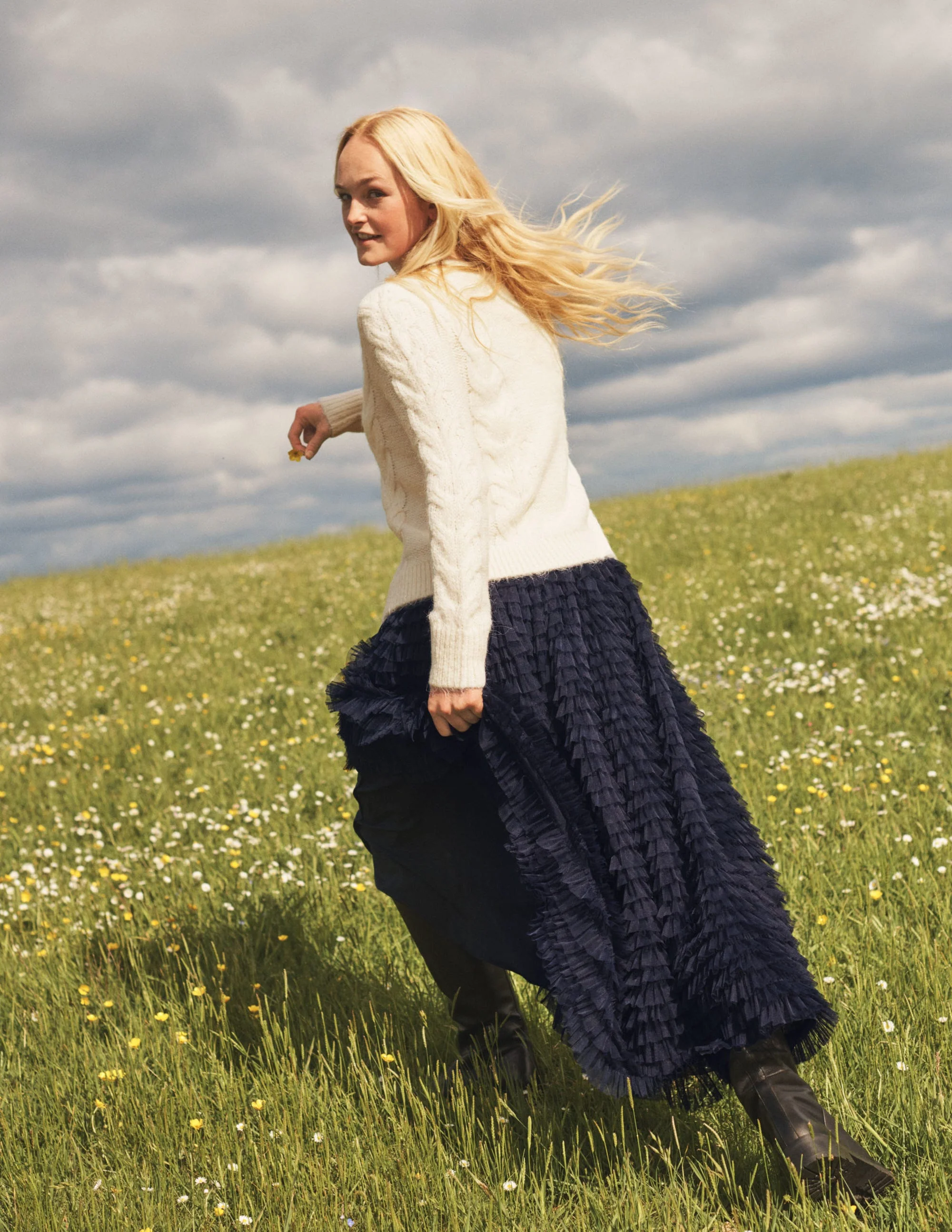 Tulle Midi Skirt-Navy - Image 6
