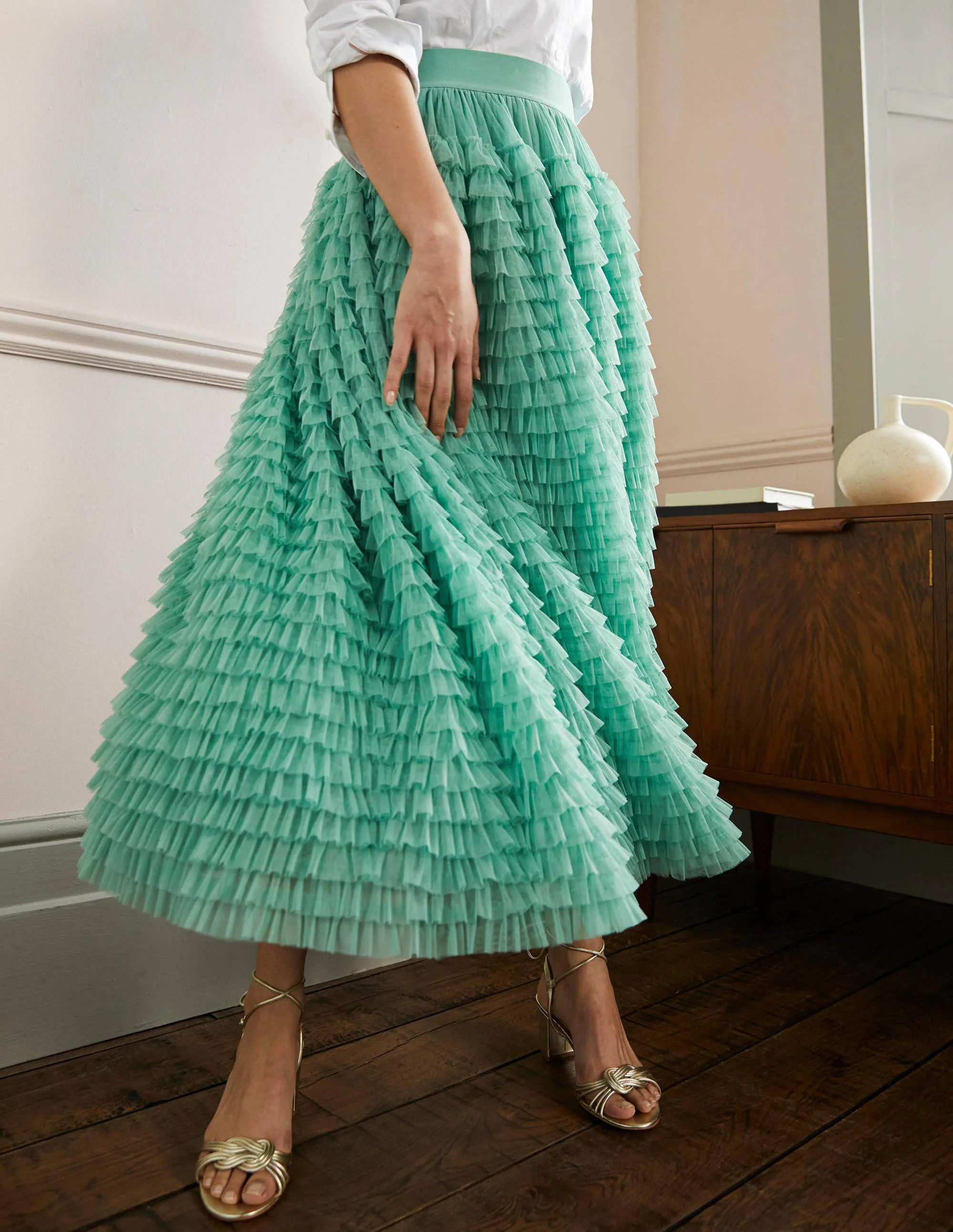 Tulle Midi Skirt-Soft Green - Image 10