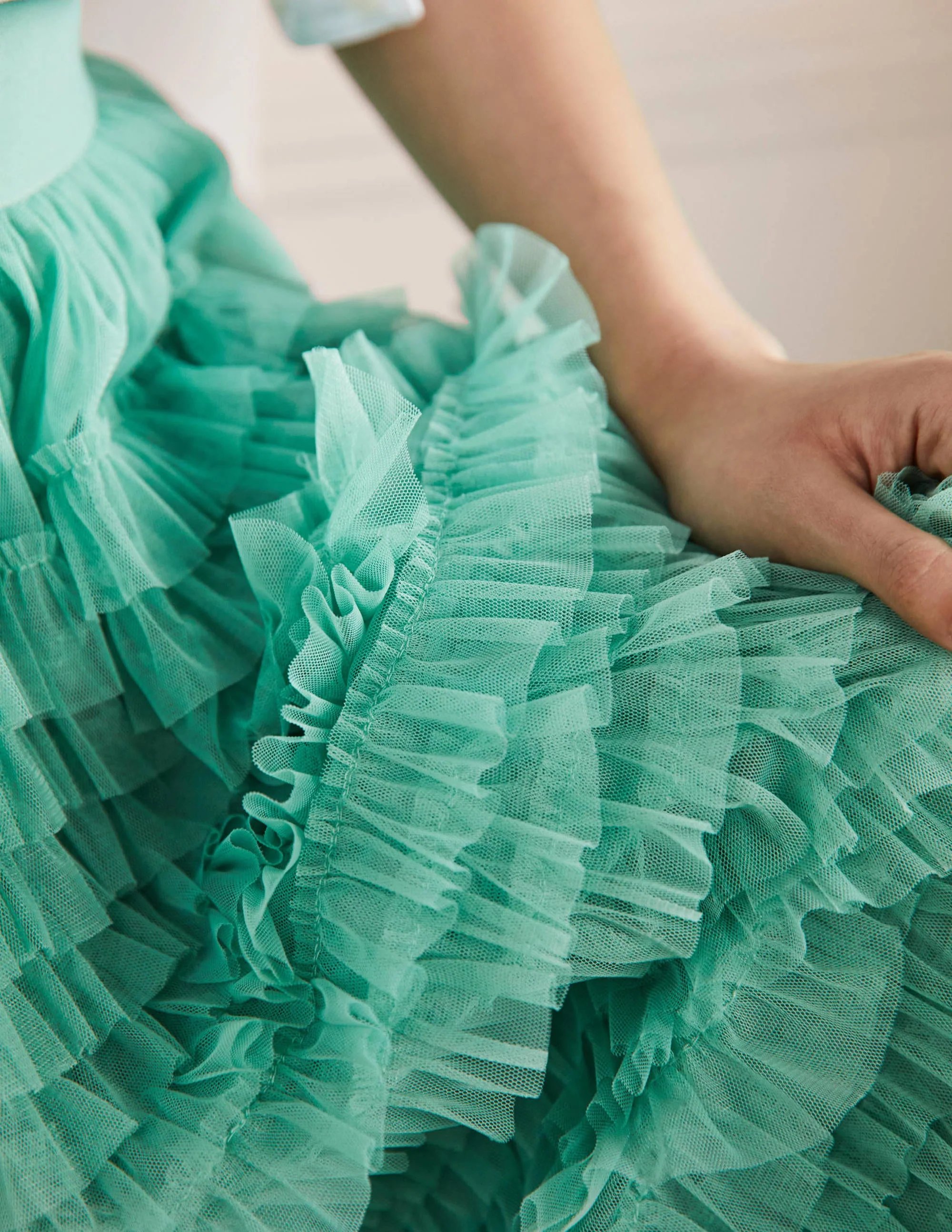 Tulle Midi Skirt-Soft Green - Image 5
