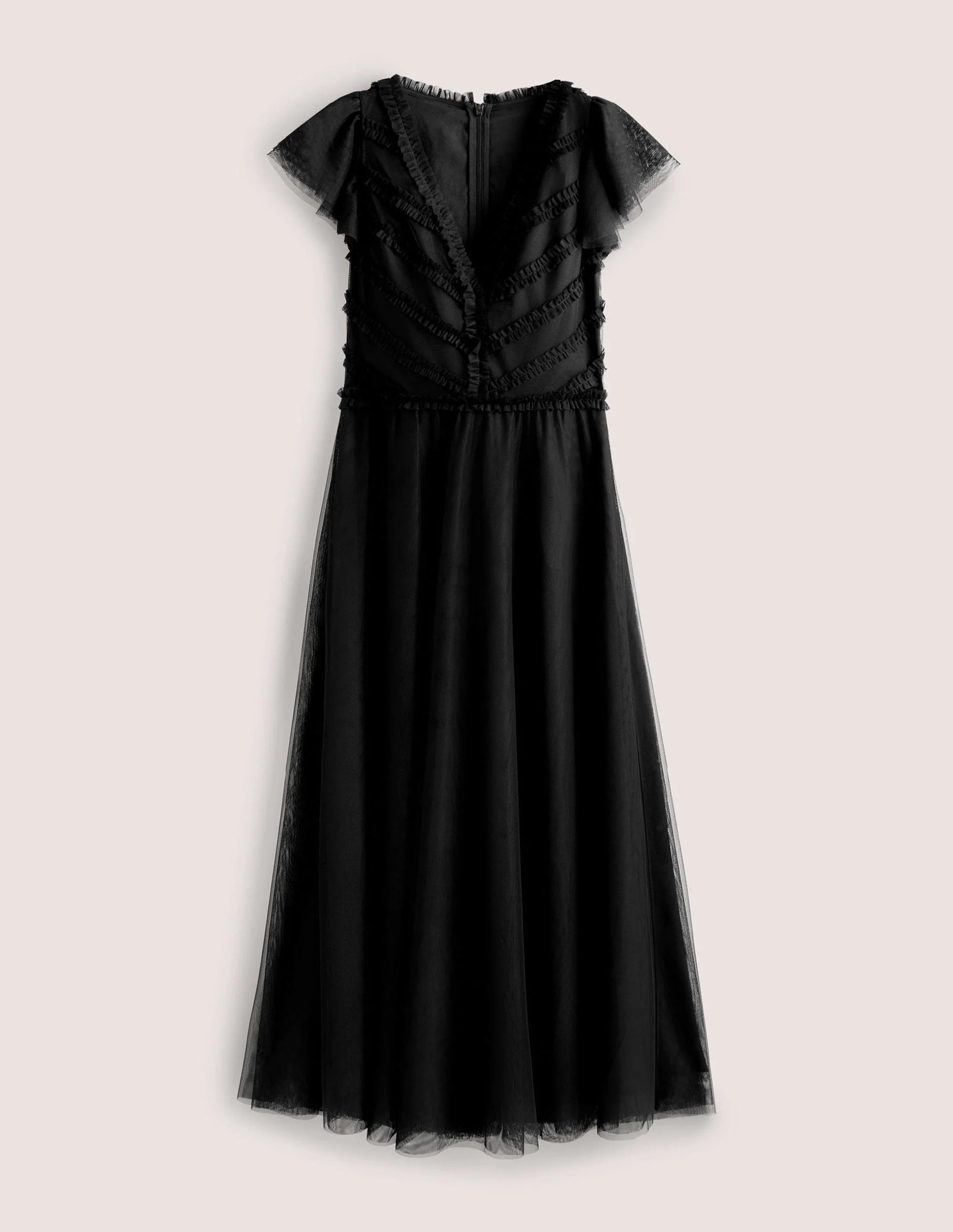 Tulle V-Neck Maxi Party Dress-Black - Image 5