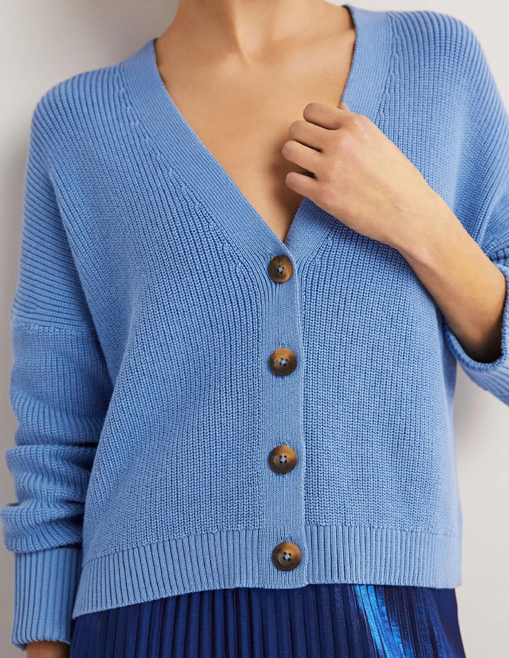 Turn Back Rib Cardigan-Riviera Blue - Image 2