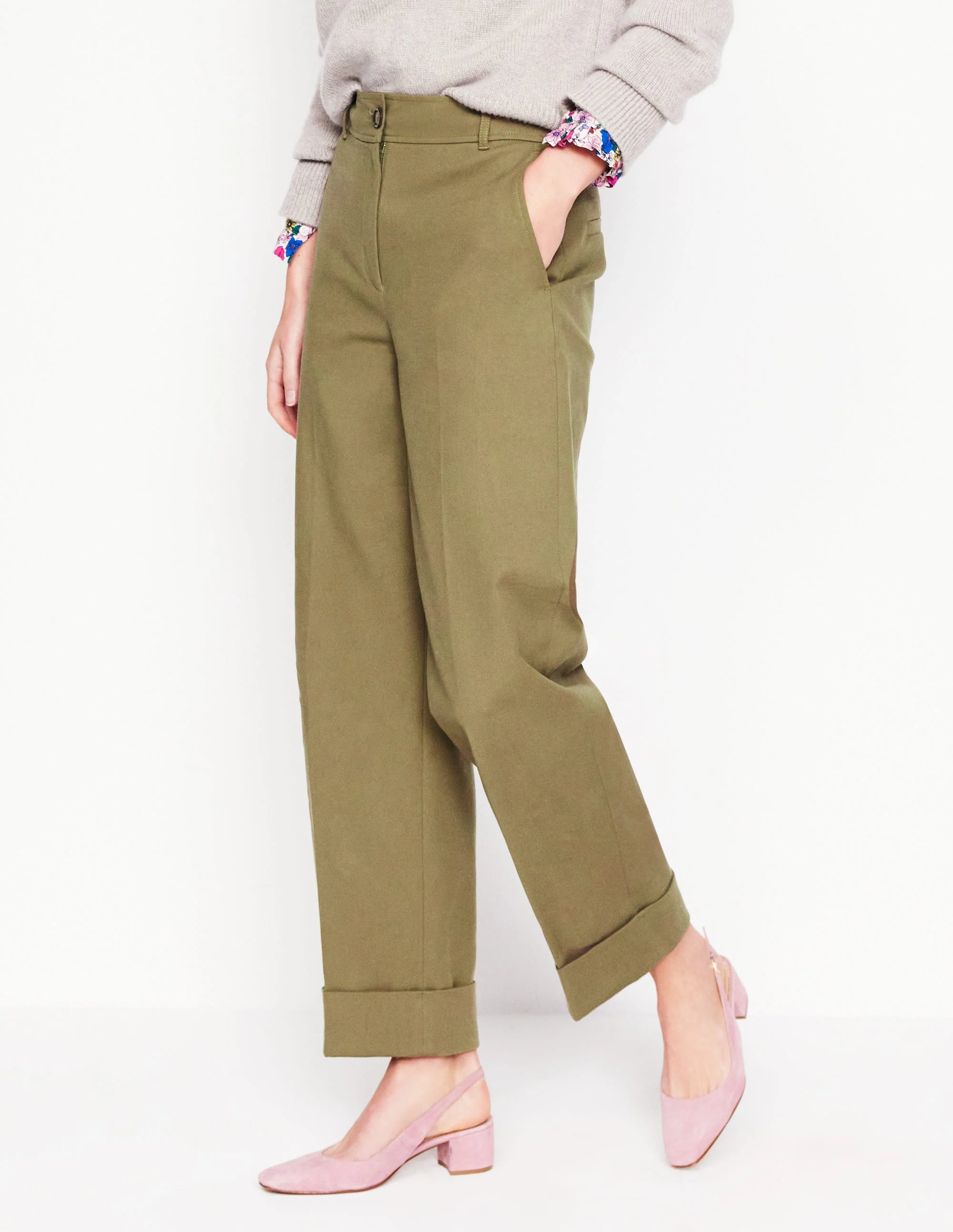 Turn Up Pants-Warm Olive - Image 4