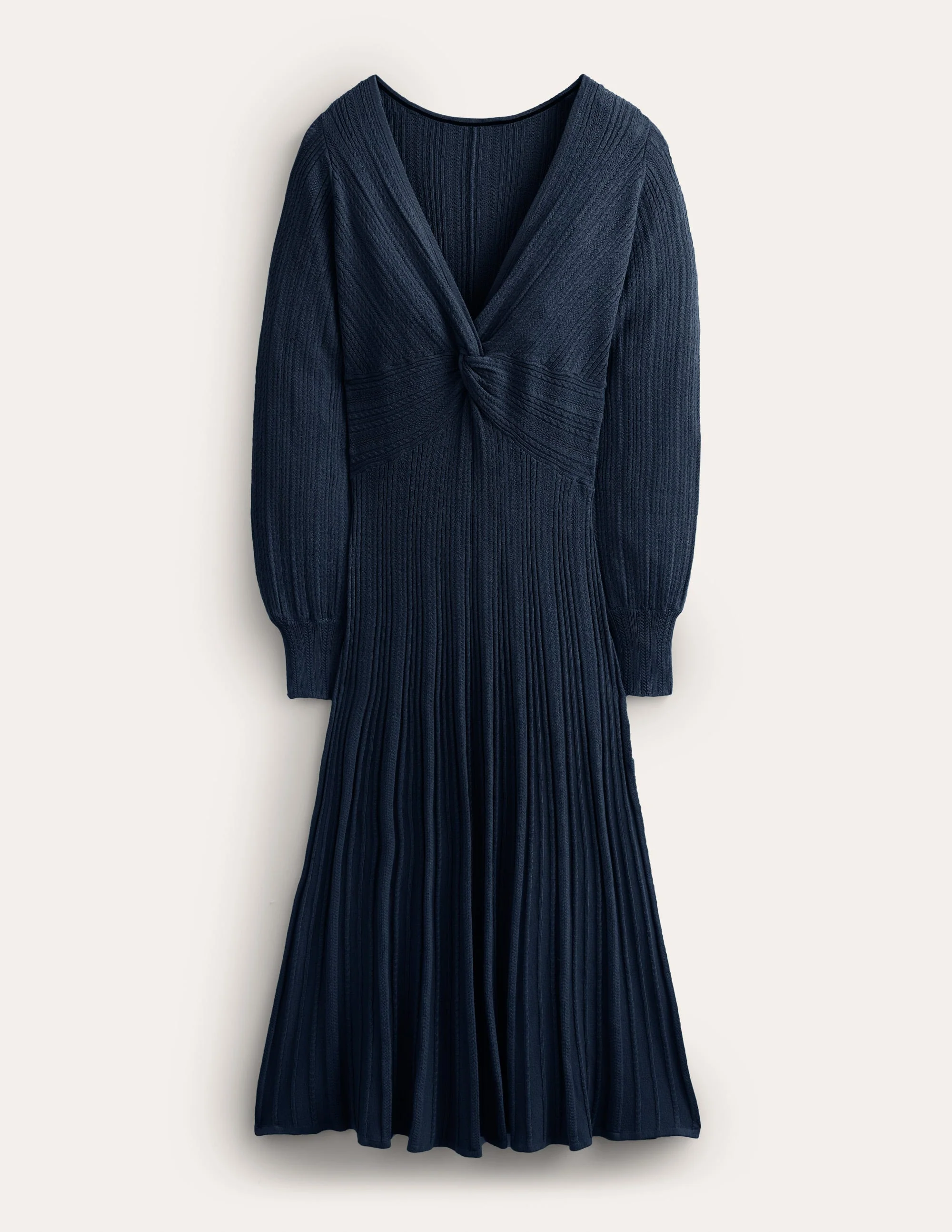 Twist Front Knitted Midi Dress-Navy - Image 5