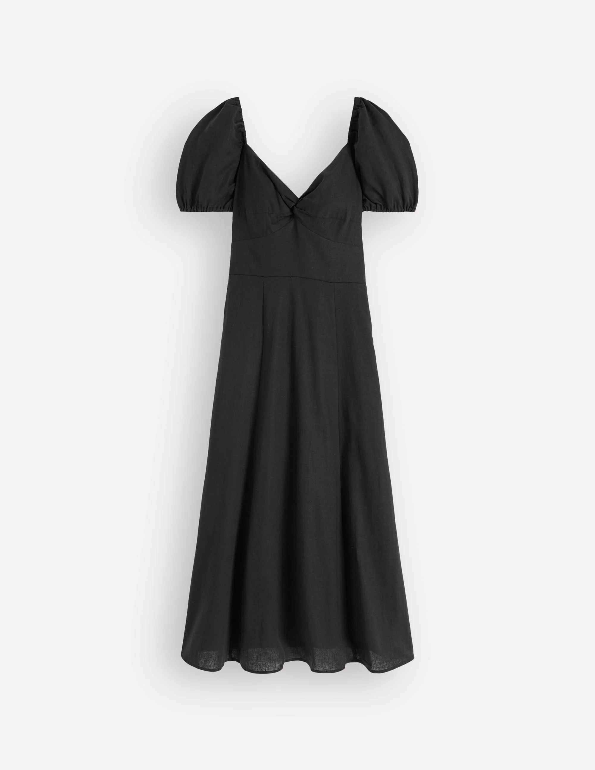 Twist Front Linen Blend Dress-Black - Image 6
