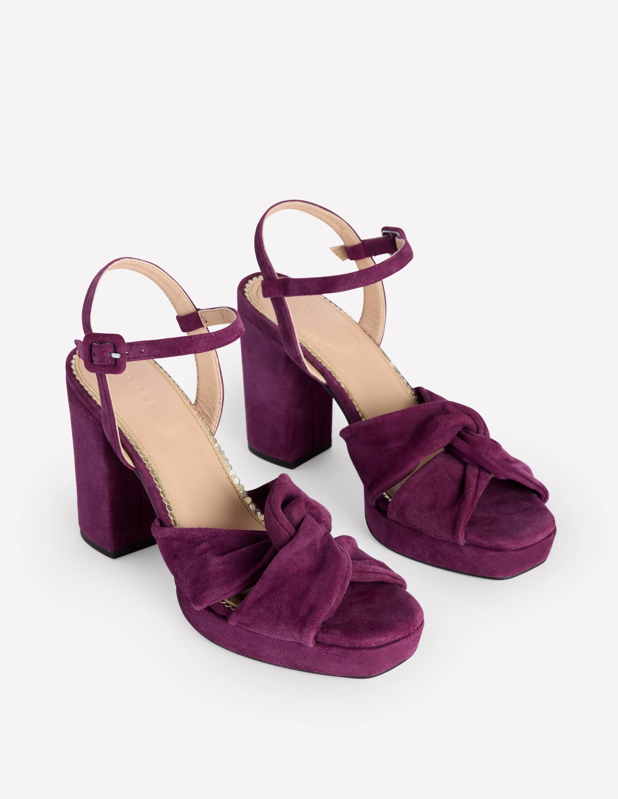 Twist Front Platform Sandals-Damson Suede - Image 3