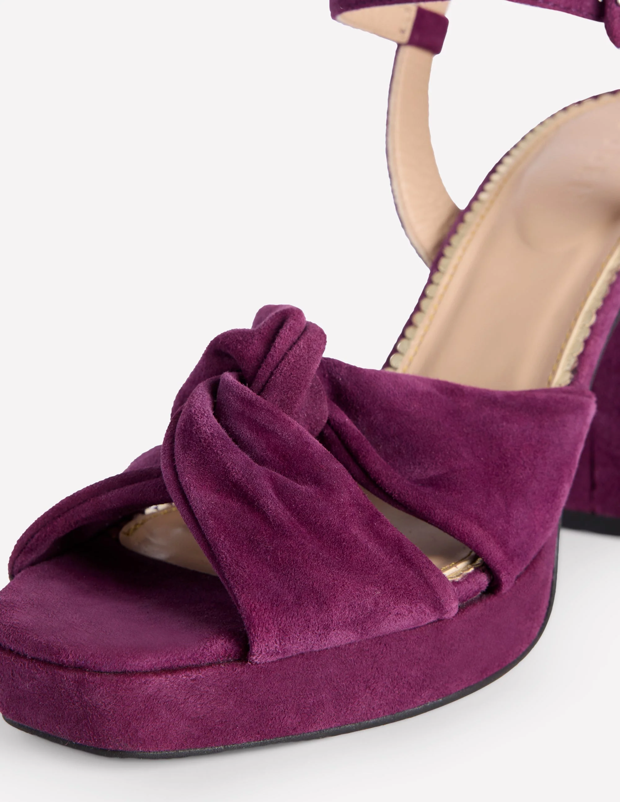 Twist Front Platform Sandals-Damson Suede - Image 4