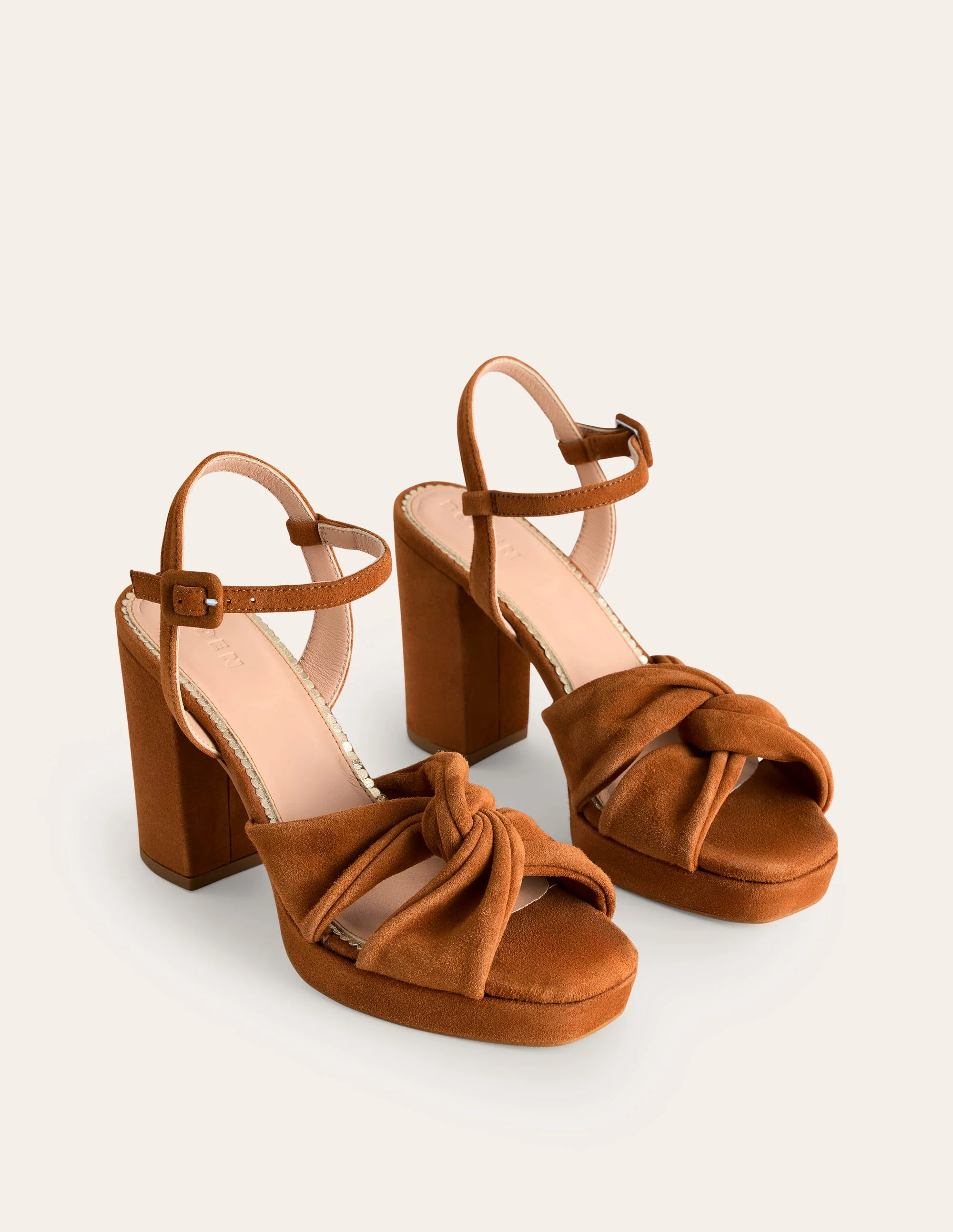 Twist Front Platform Sandals-Ginger Snap Suede - Image 3