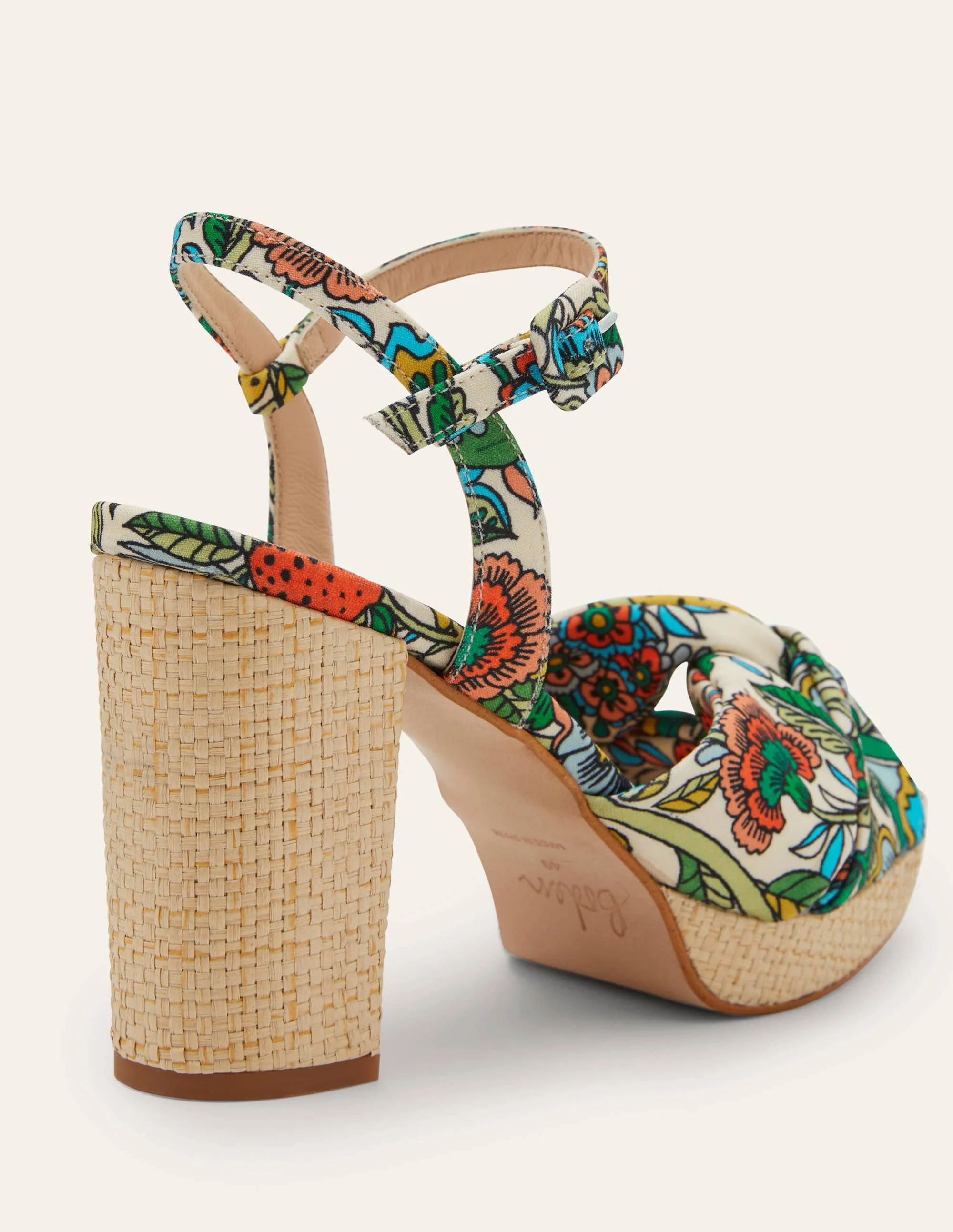 Twist Front Platform Sandals-Ivory, Tropic Meadow - Image 3